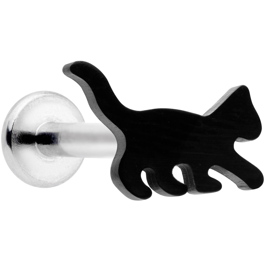 16G 5/16 Black Cat Internally Threaded Labret Tragus