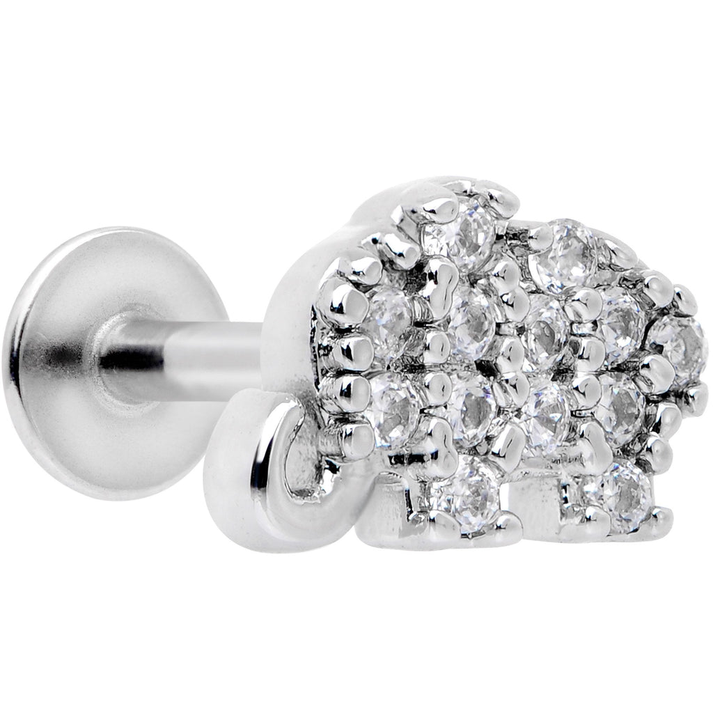 16G 5/16 Clear CZ Gem Lucky Elephant Labret Moroe Tragus