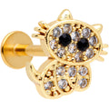 16G 5/16 Clear CZ Gem Gold Tone Glamour Cat Labret Monroe Tragus