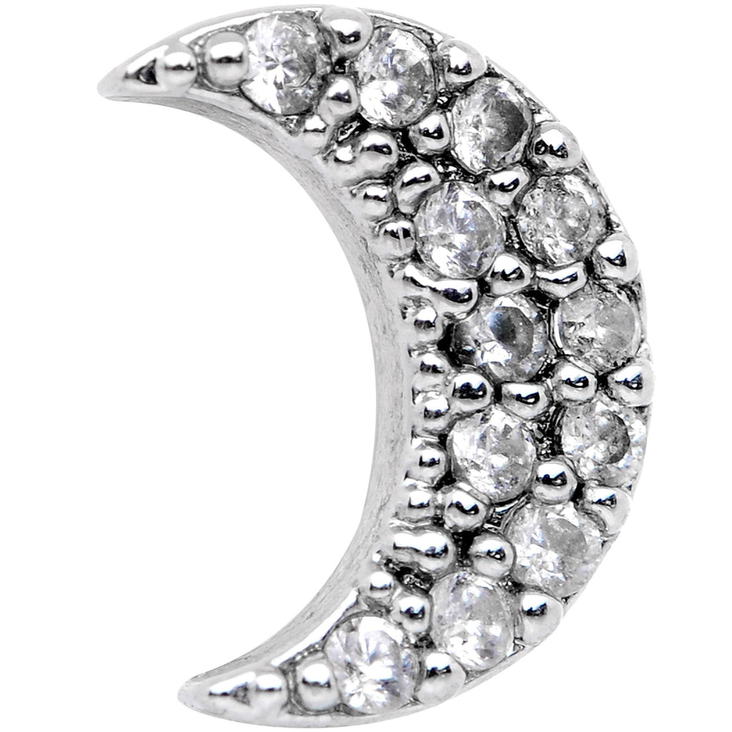 16G 5/16 Clear CZ Gem Crescent Moon Labret Monroe Tragus
