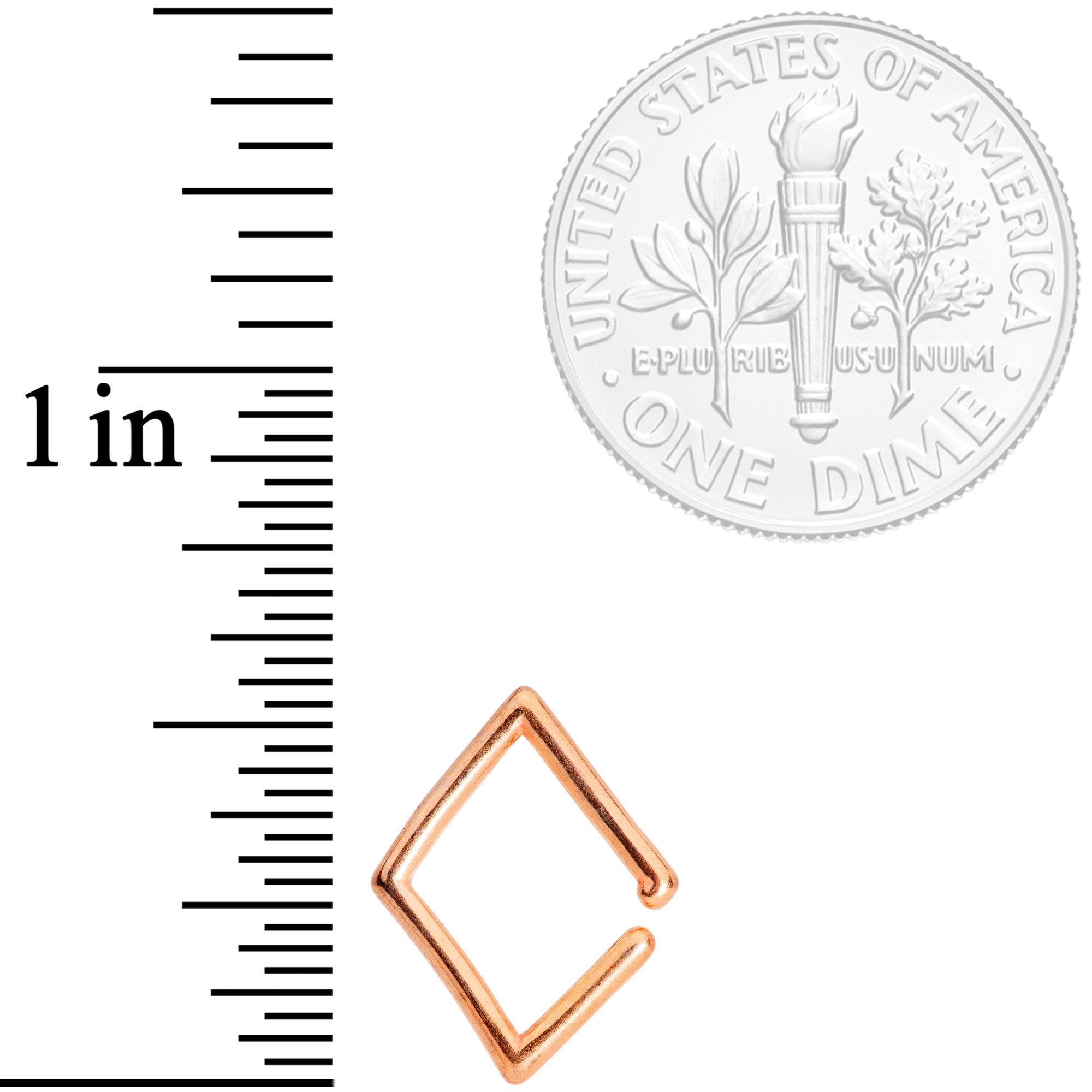 16G 3/8 Rose Gold Tone Rhombus Closure Ring