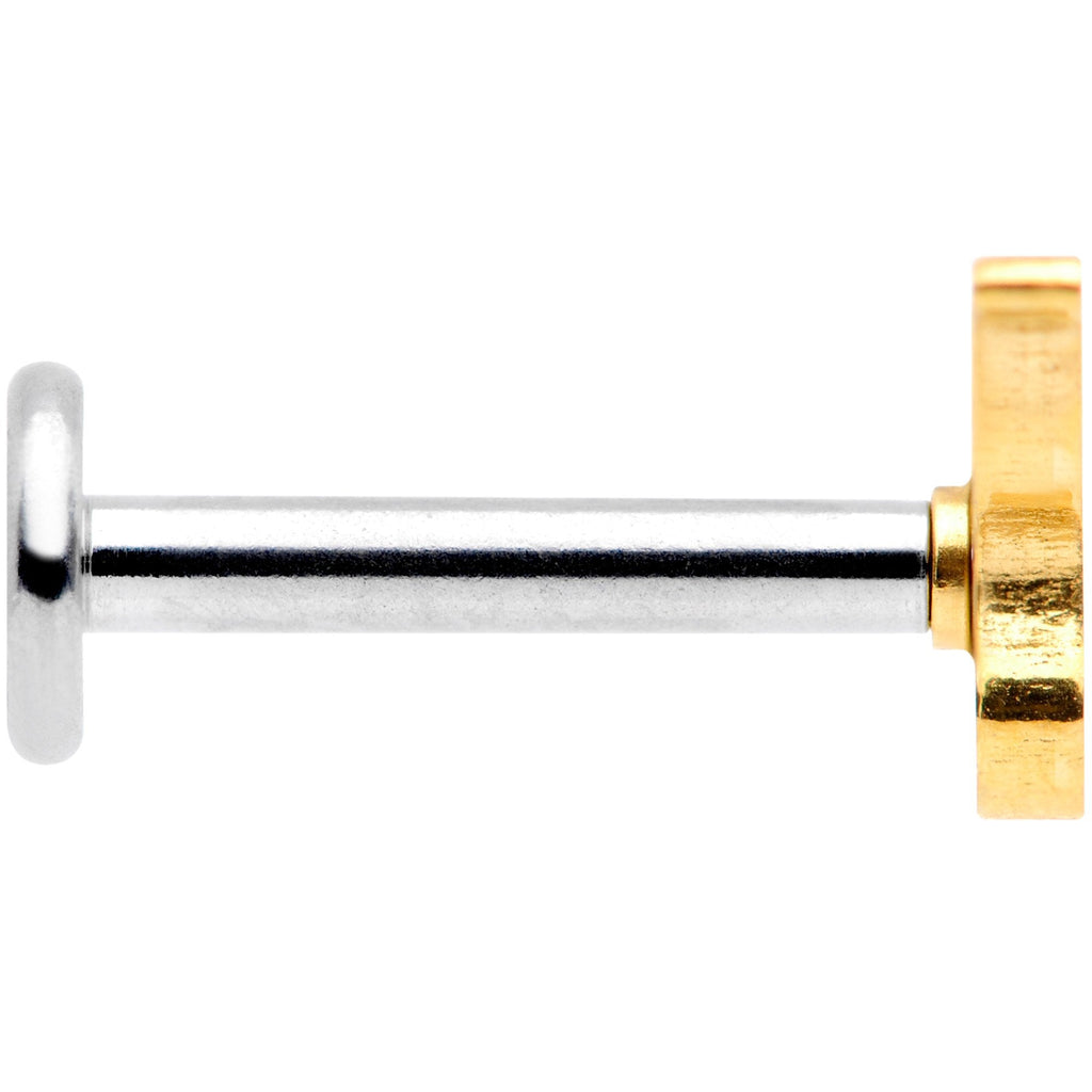 16G 5/16 Gold Tone Cat Internally Threaded Labret Tragus
