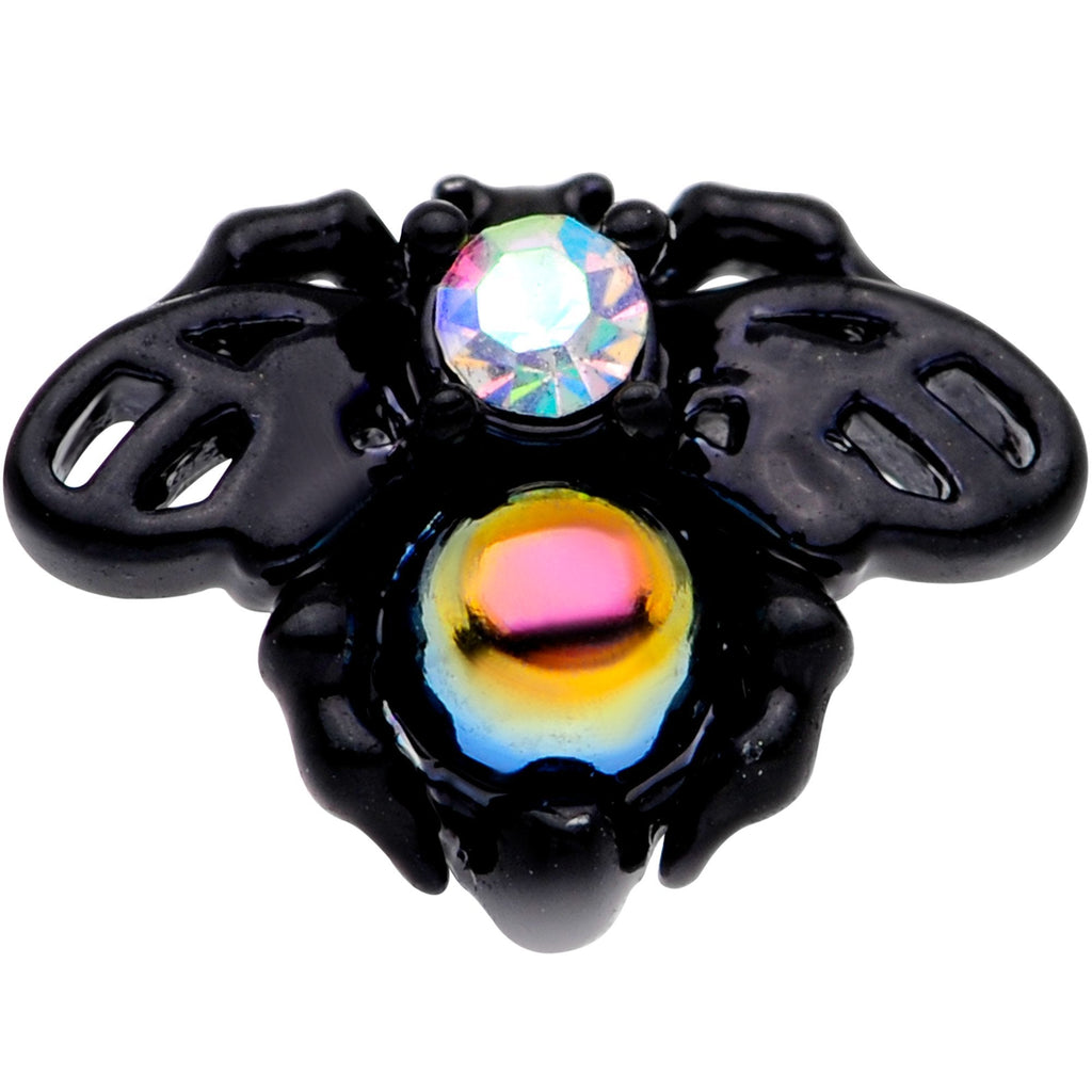 16G 1/4 Aurora Gem Black Busy Bee Cartilage Tragus Earring