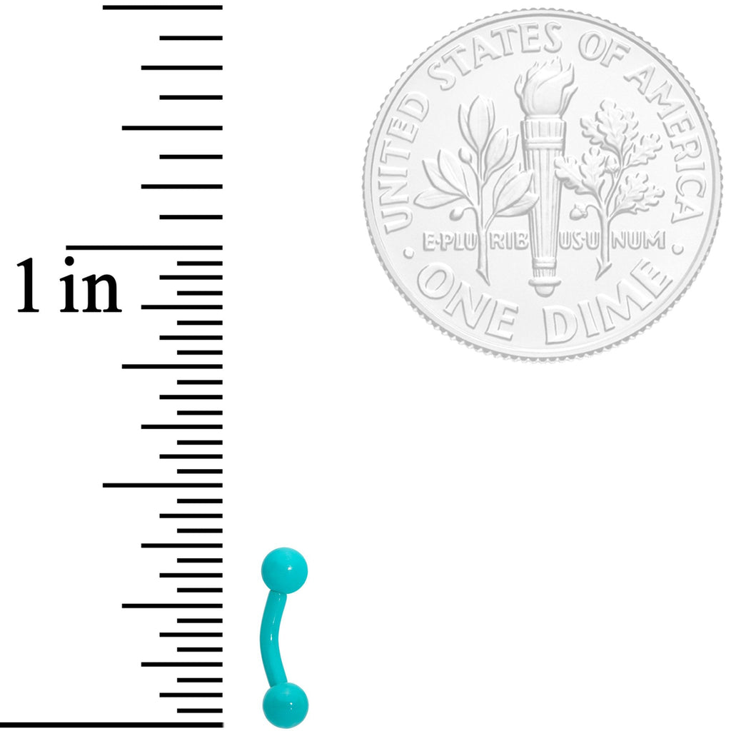 16G 1/4 Teal Acrylic Curved Eyebrow Ring