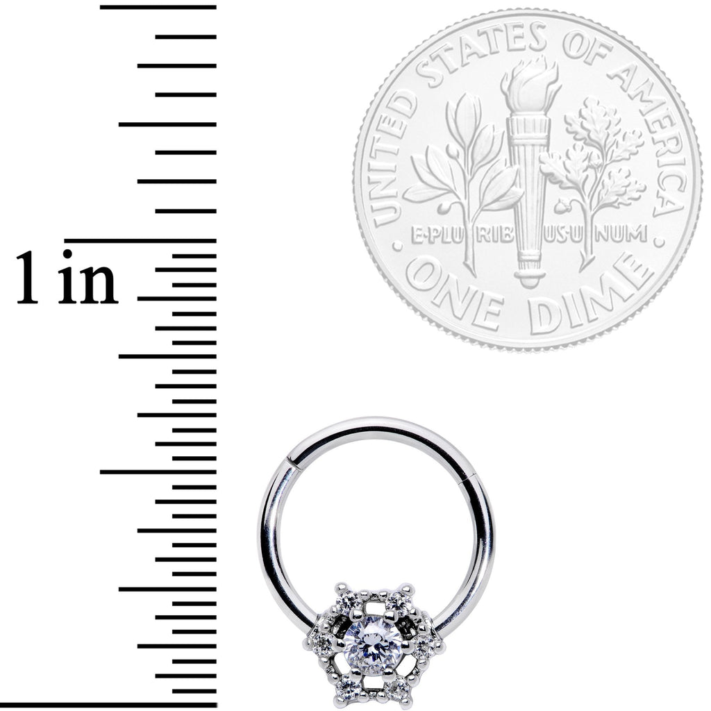 16G 3/8 Clear Gem Web of Glamour Hinged Segment Ring