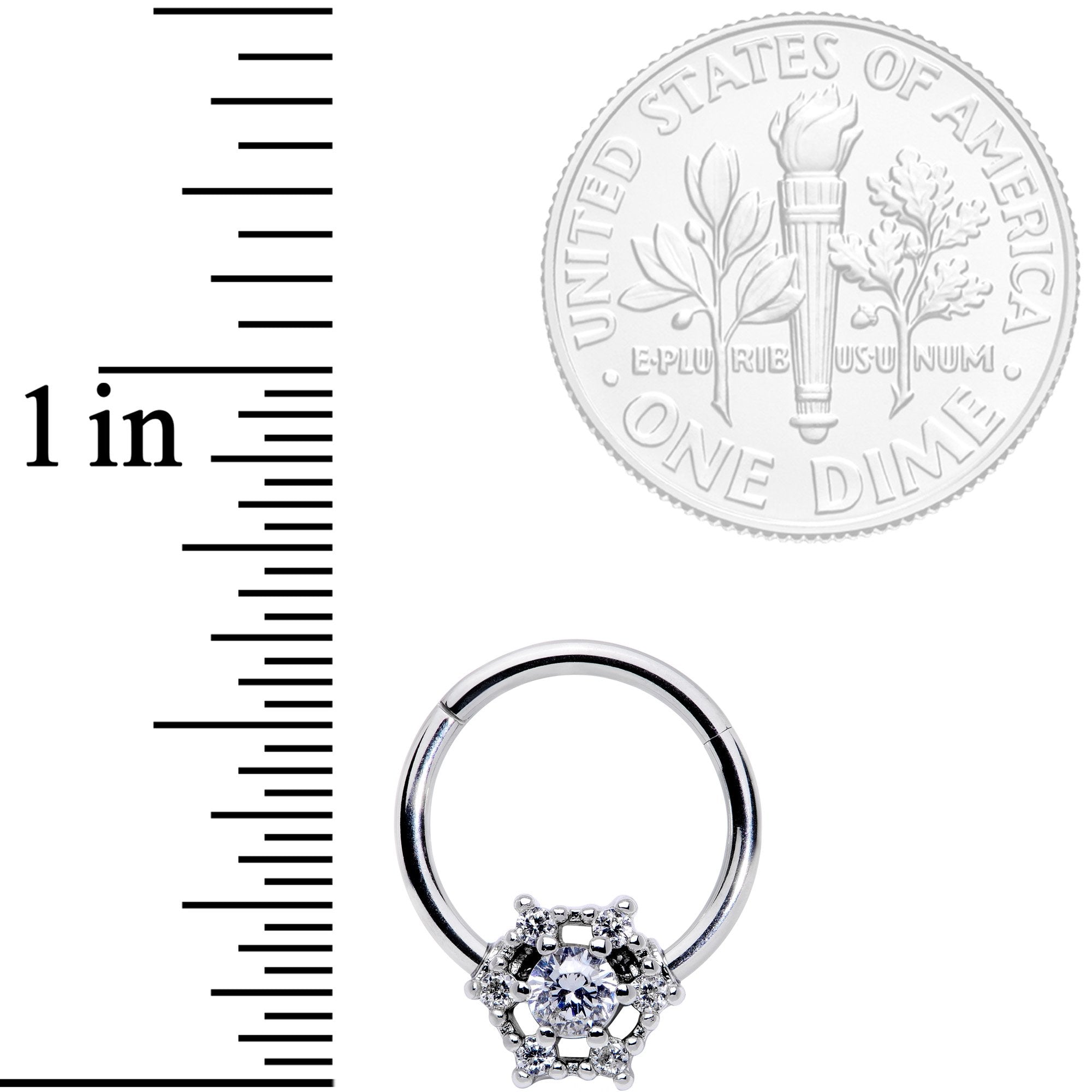 16G 3/8 Clear Gem Web of Glamour Hinged Segment Ring