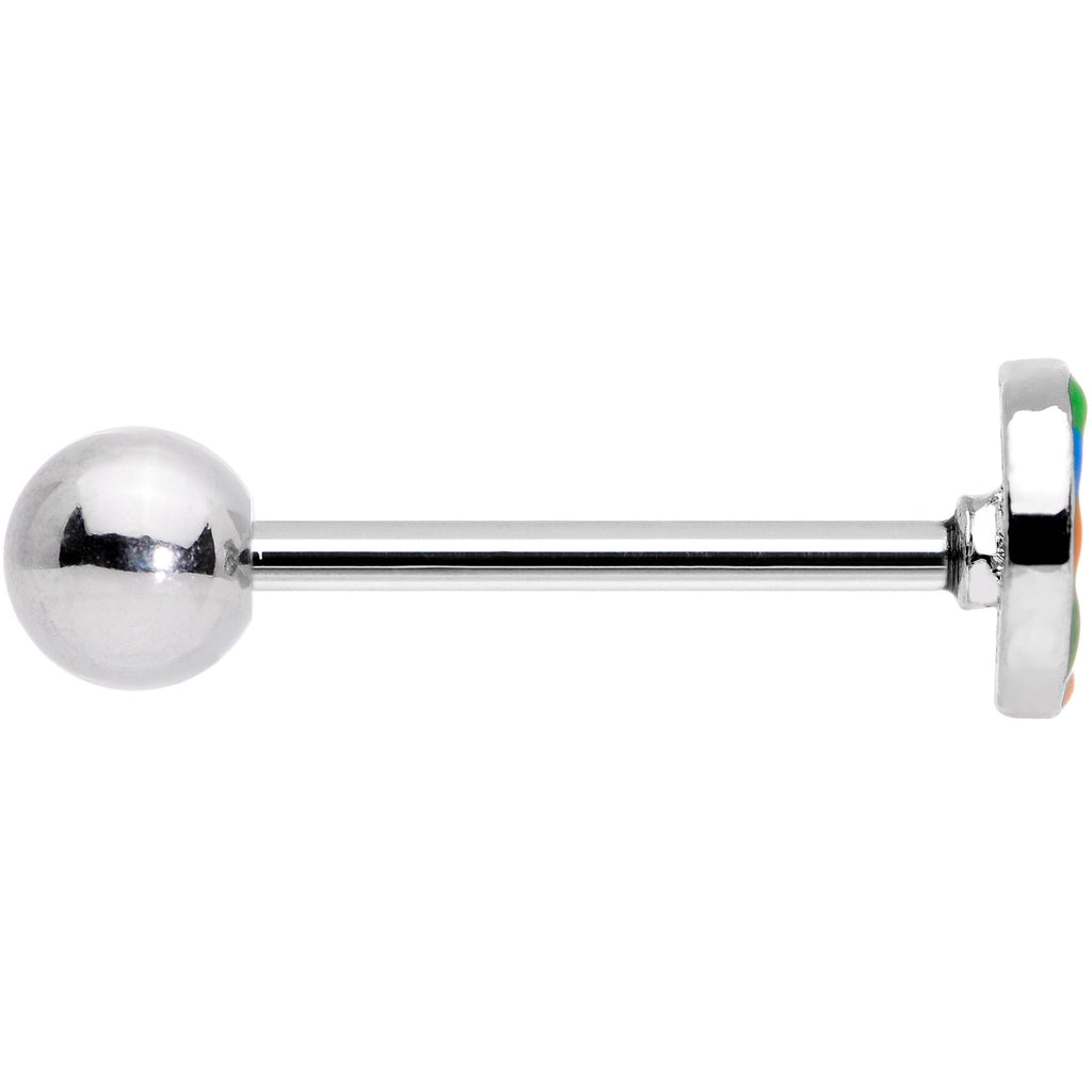 Hippie Rainbow Peace Sign Barbell Tongue Ring