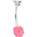 16G 3/8 Pink Gem Flower Butterfly Curved Eyebrow Ring