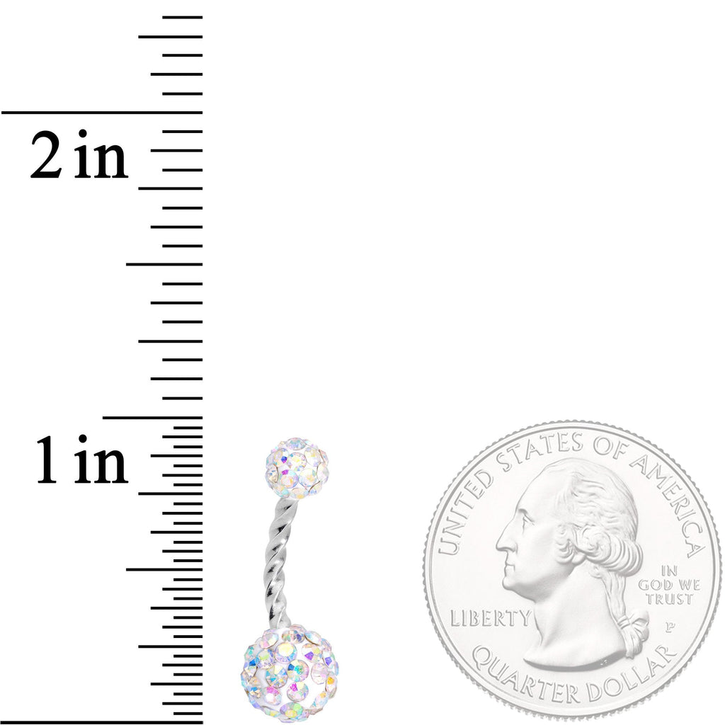Aurora Gem Disco Ball Twisted Belly Ring Set of 3