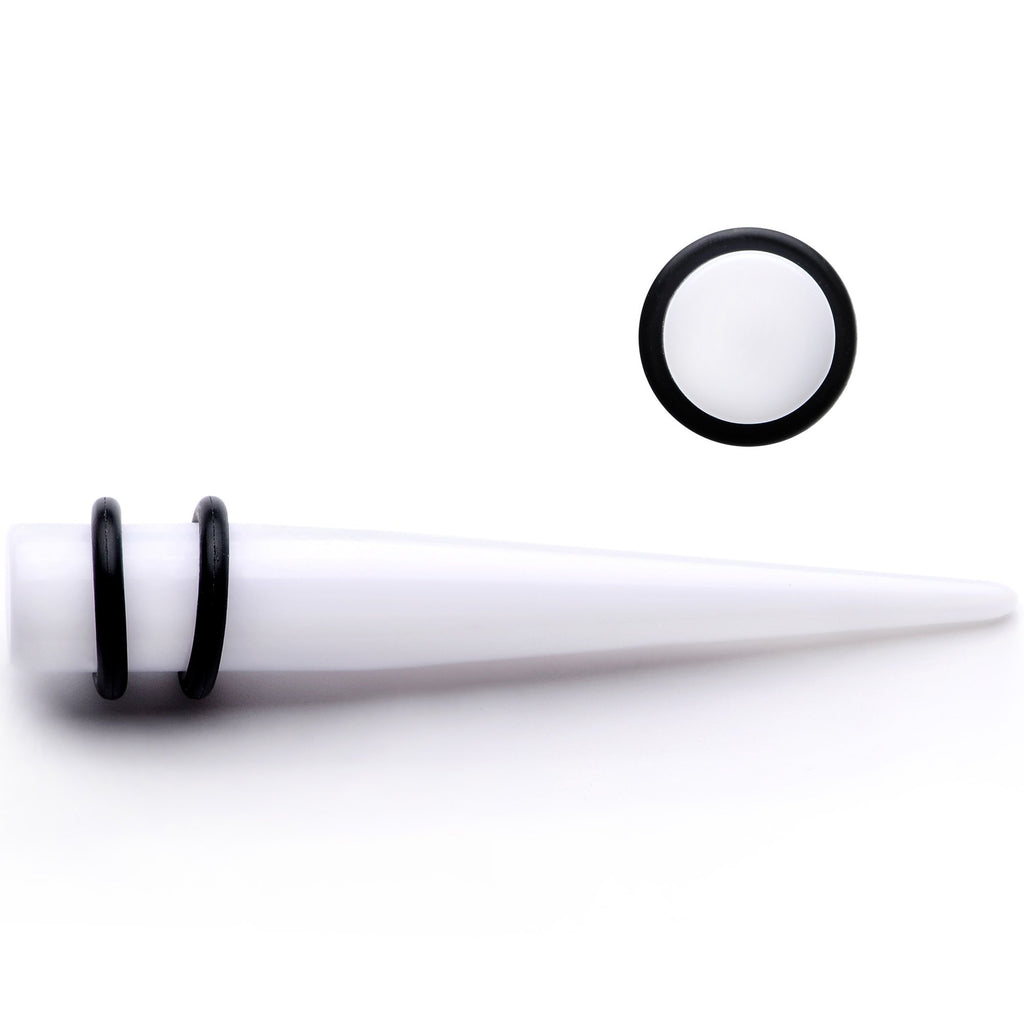 White Acrylic Straight Taper Set Available in Sizes  14G to 00G