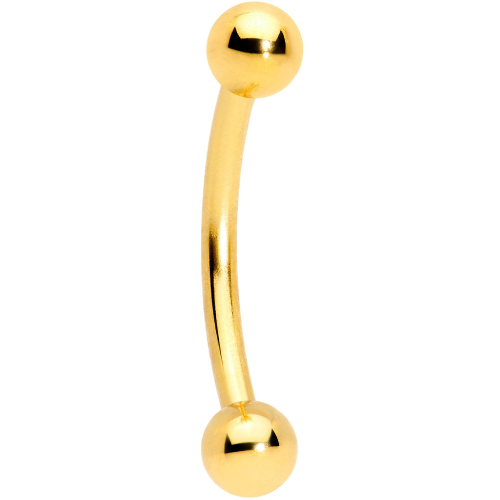 16G 5/16 Clear Gem Flower Gold Tone Curved Eyebrow Ring Set of 4
