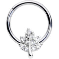 16G 3/8 Clear CZ Gem Maple Leaf Hinged Segment Ring
