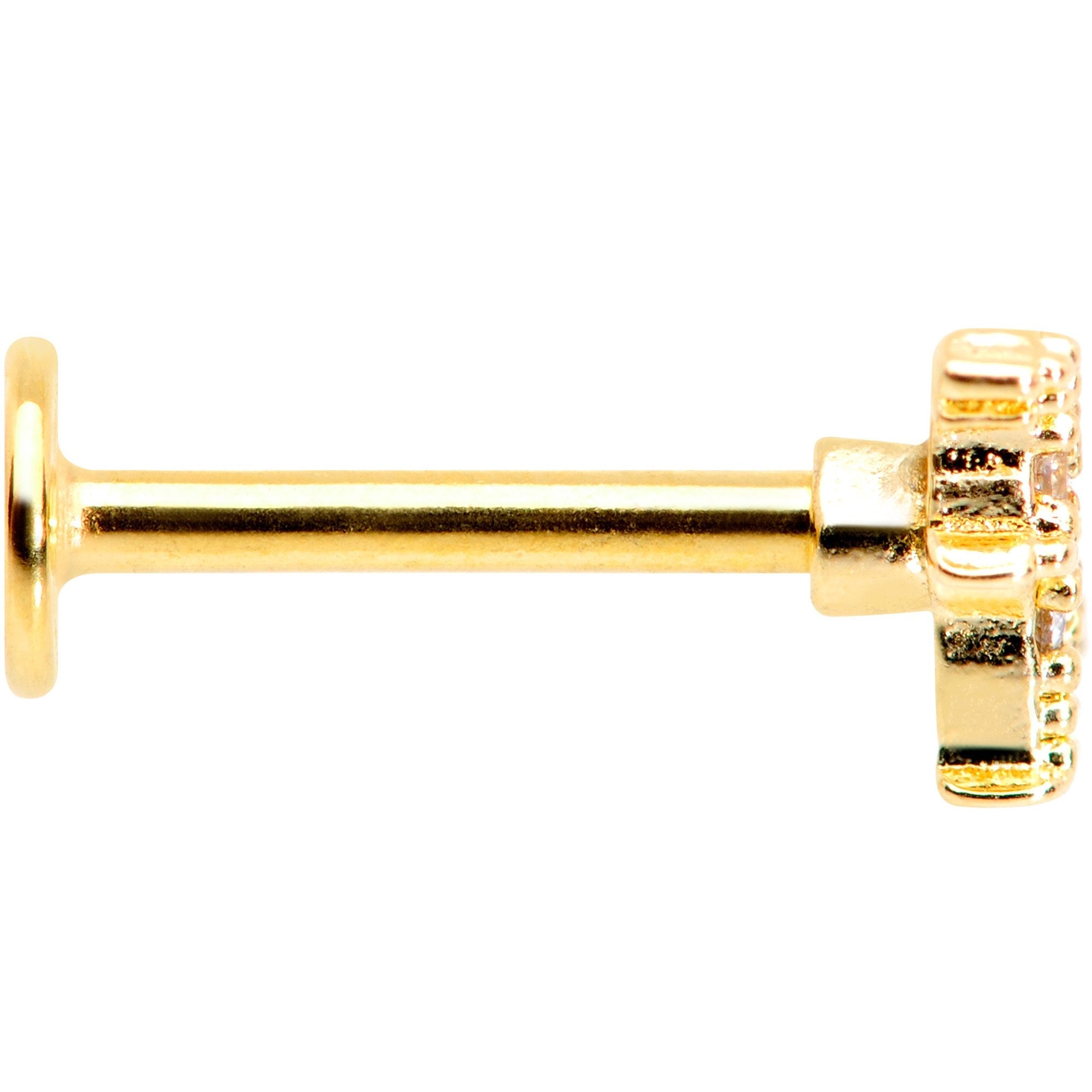 16G 5/16 Clear CZ Gem Gold Tone Tiny Dinosaur Labret Monroe Tragus