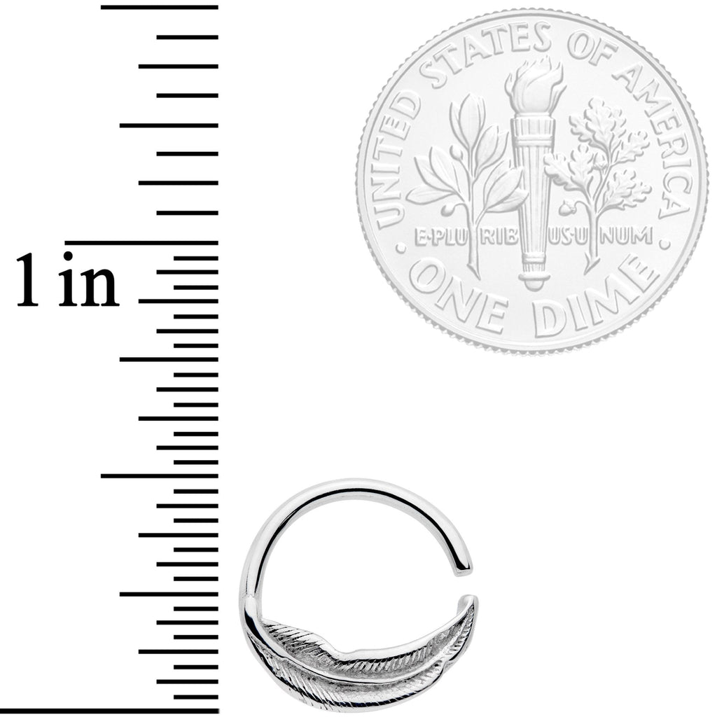 16G 3/8 Falling Feather Seamless Circular Ring