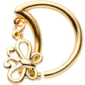 16G 3/8 Gold Tone Crescent Moon Butterfly Right Ear Closure Ring