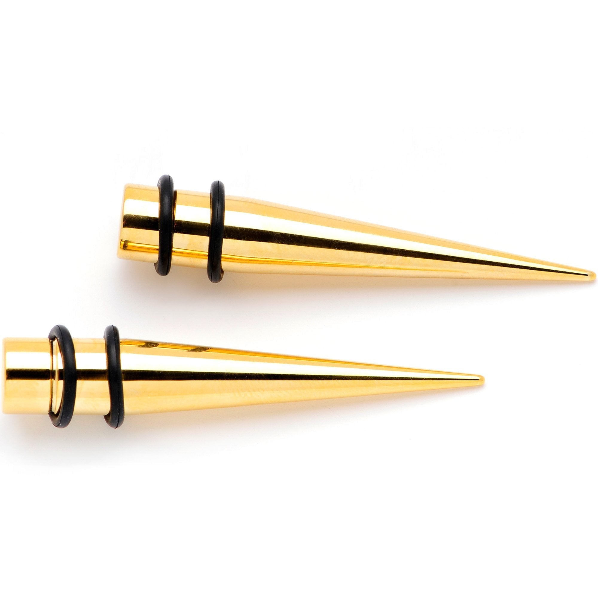 Gold Tone Anodized Straight Taper Set Available in Sizes  12G to 00G