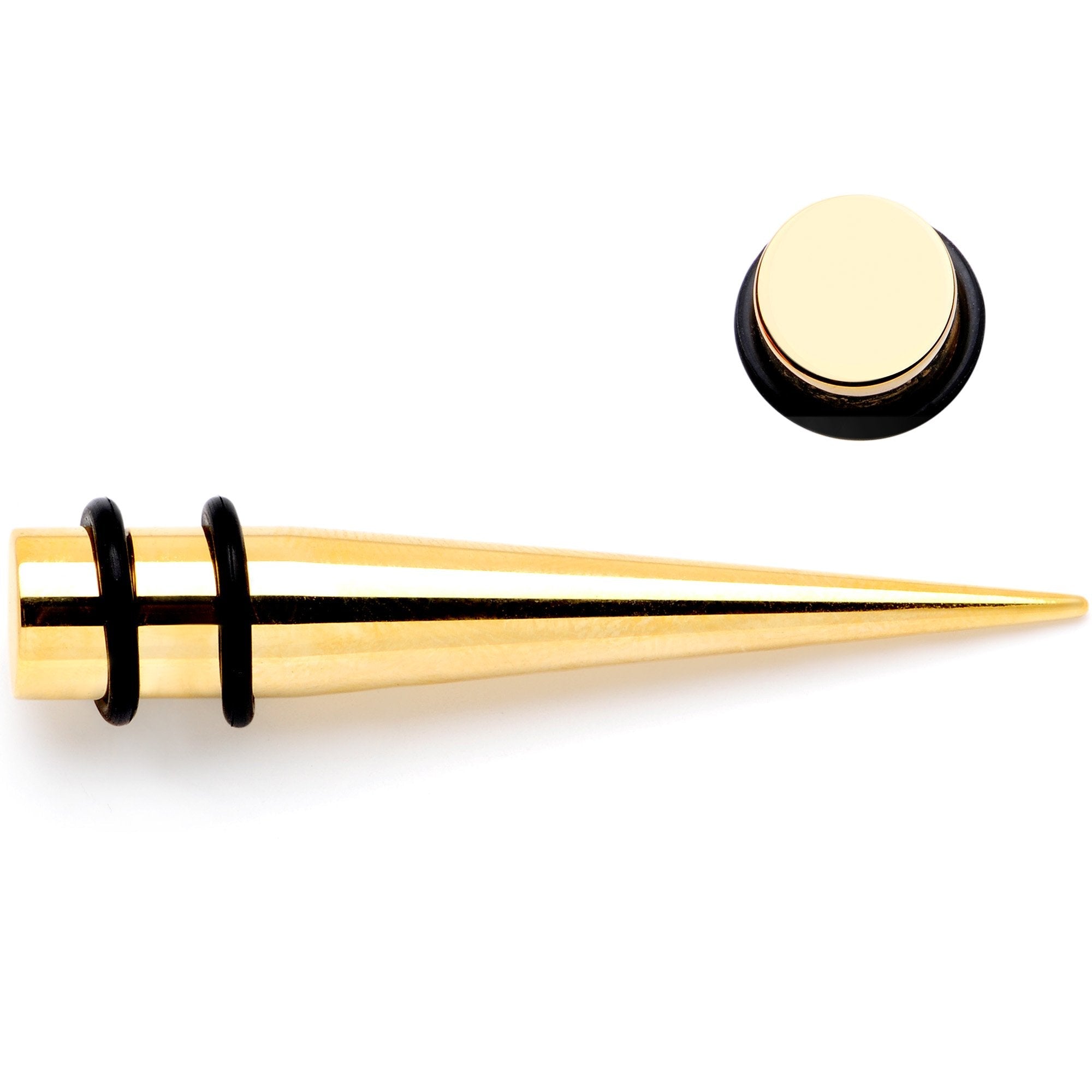 Gold Tone Anodized Straight Taper Set Available in Sizes  12G to 00G
