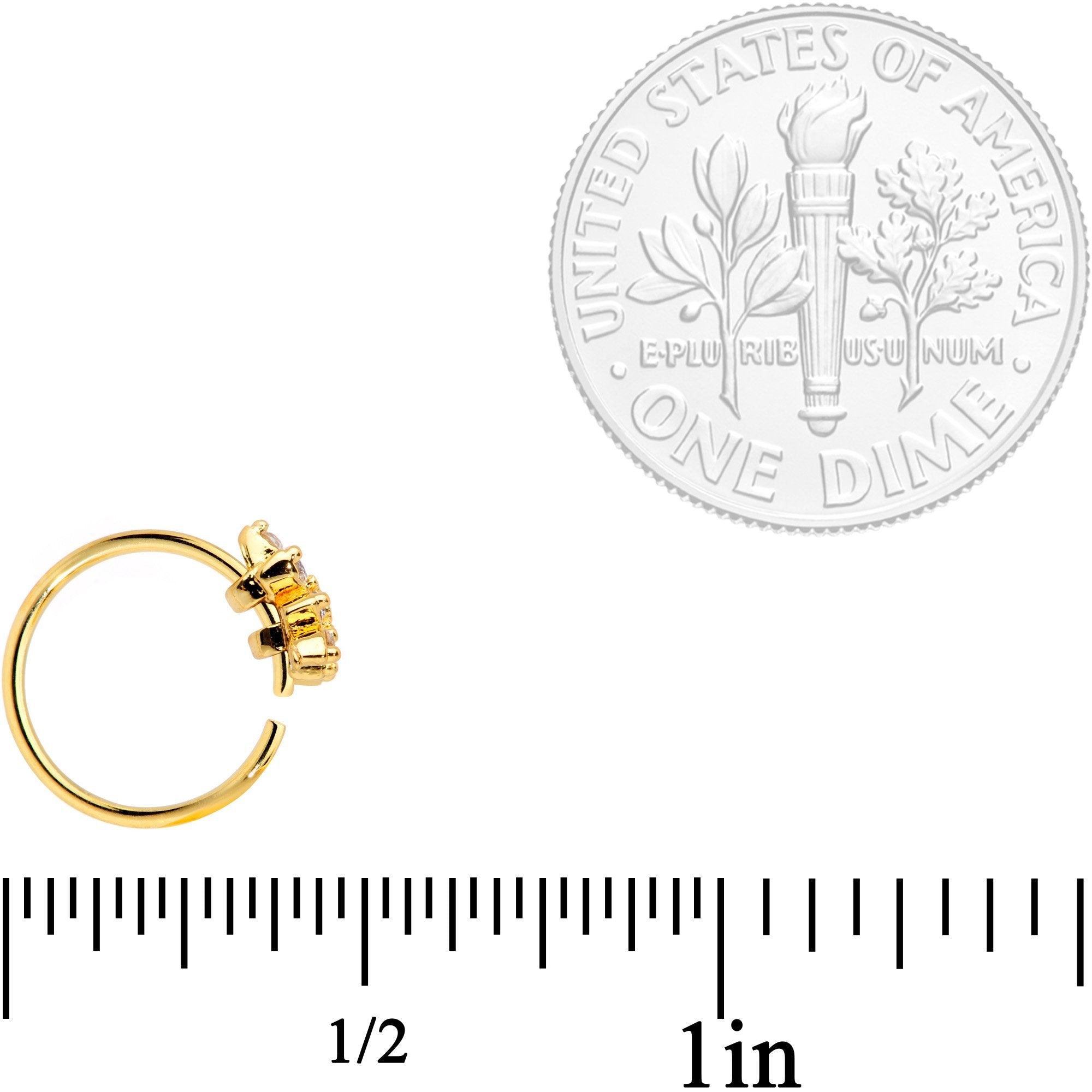 20G 5/16 Clear CZ Gem Gold Plated Tiny Triangle Nose Hoop