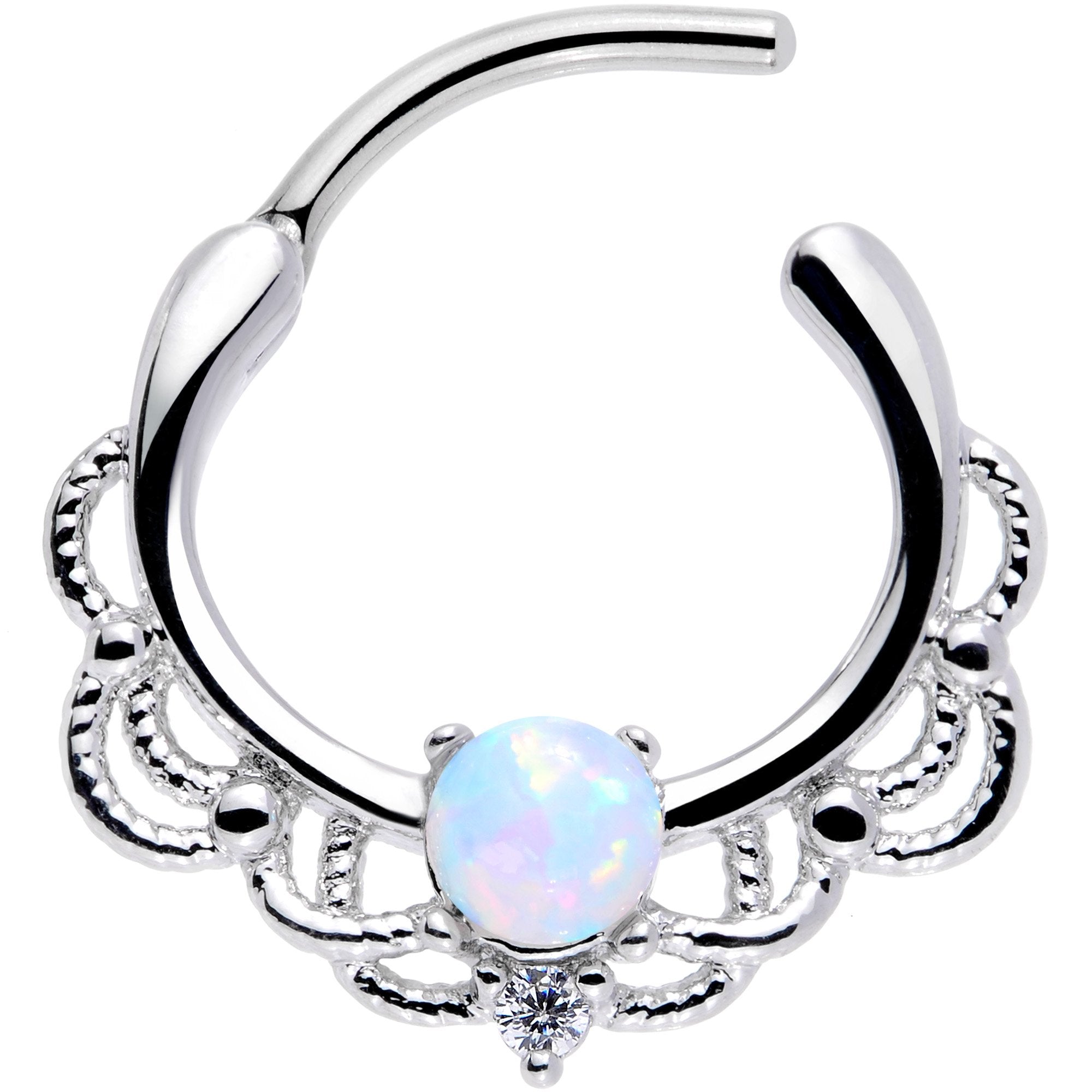 16G 3/8 White Faux Opal Life of the Party Septum Clicker
