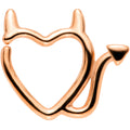 16G 5/16 Rose Gold Tone Little Devil Heart Closure Ring