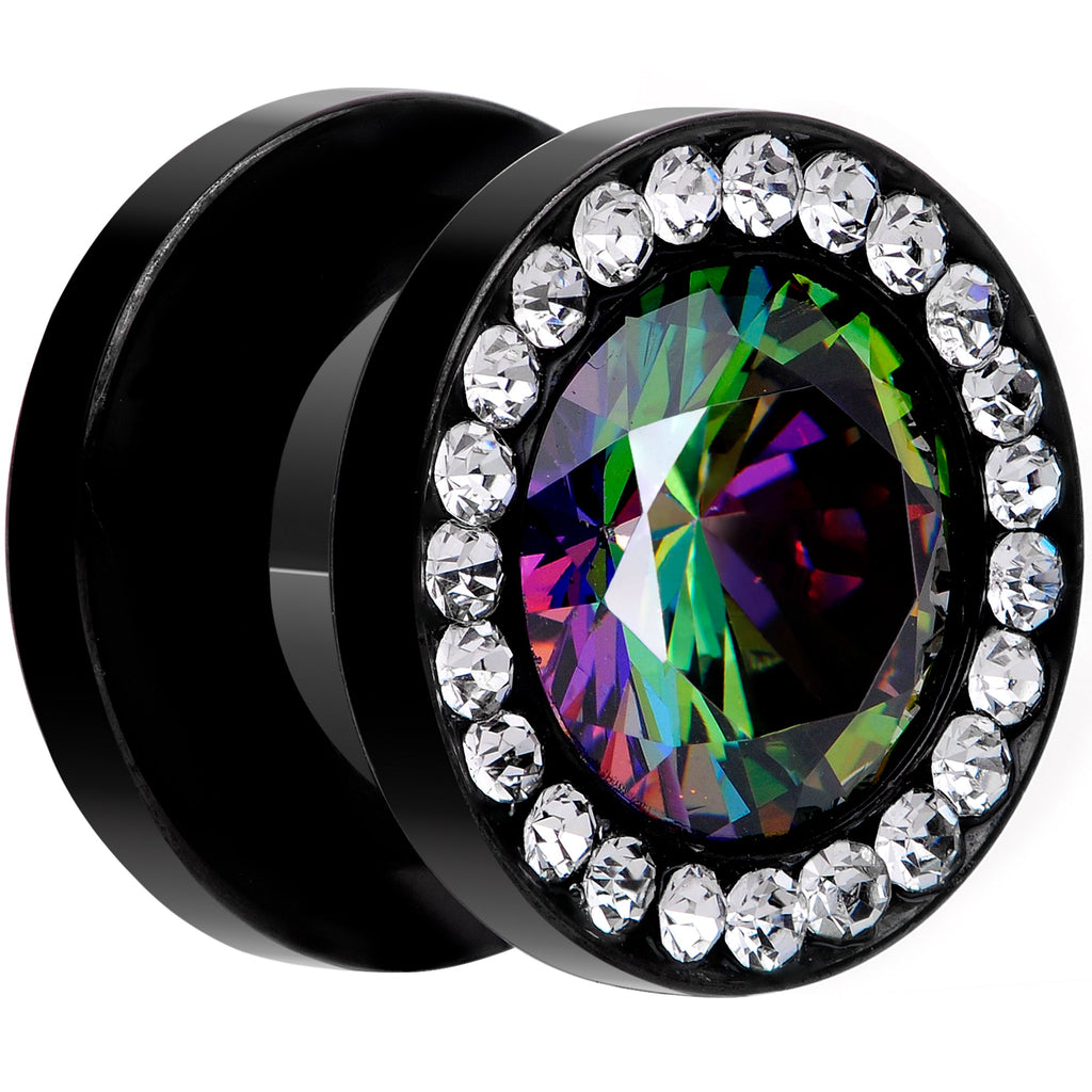 Vitrail Clear CZ Gem Black Hypnotic Screw Fit Plug Set