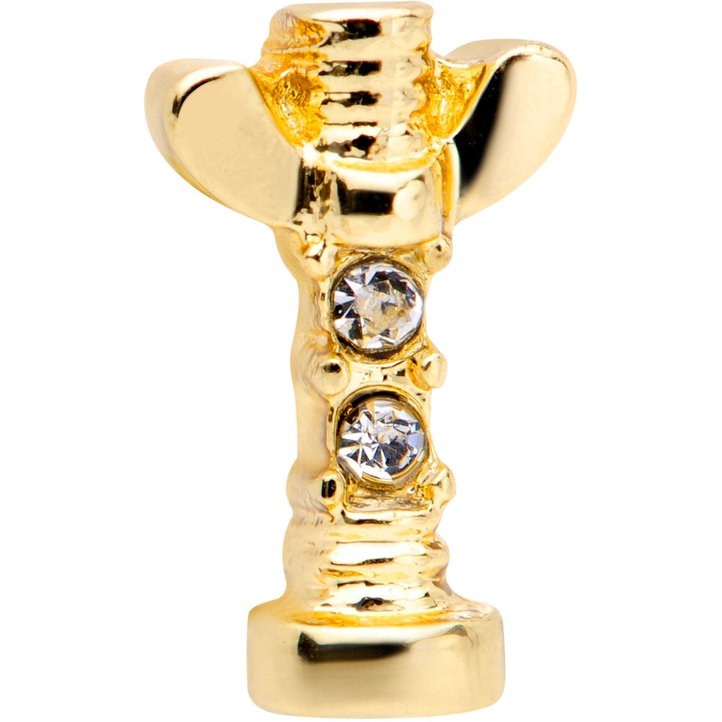 16G 1/4 Clear CZ Gem Gold Tone Wing Nut Cartilage Tragus Earring
