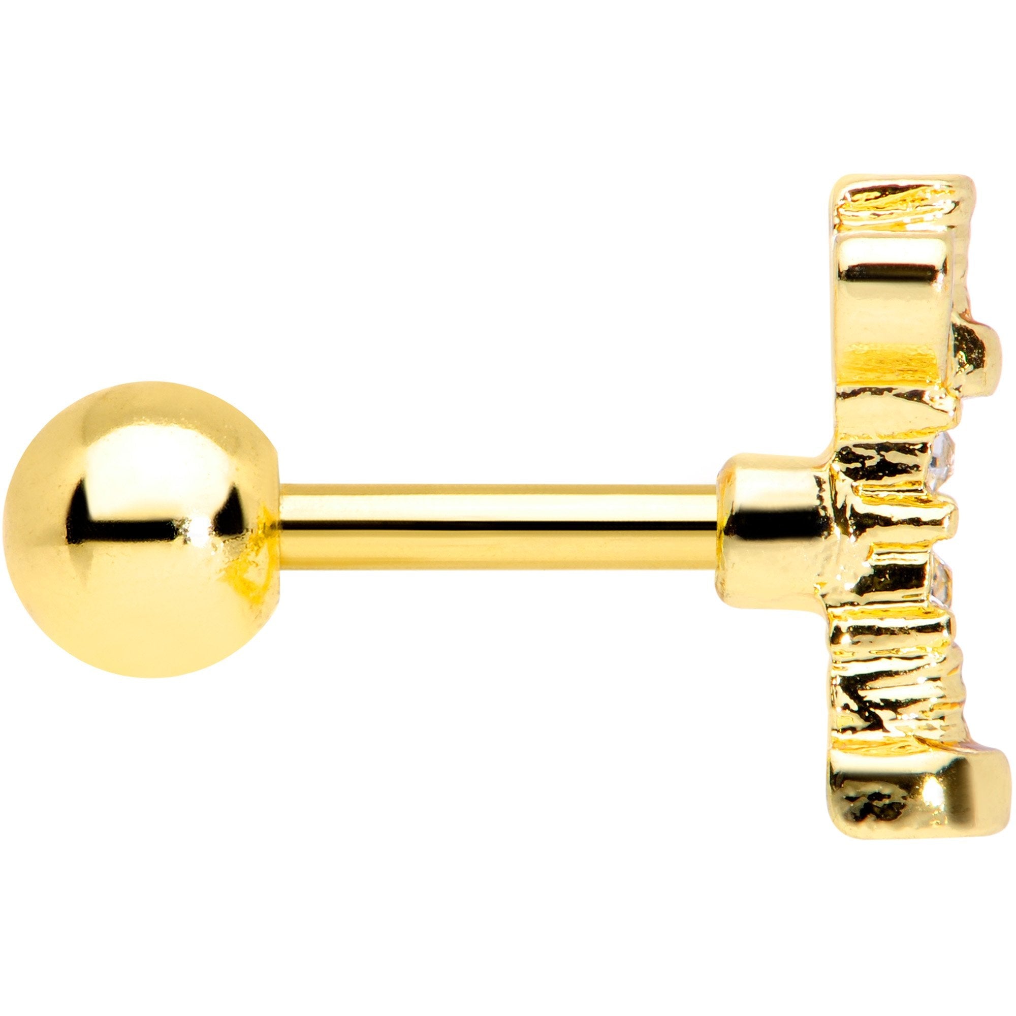 16G 1/4 Clear CZ Gem Gold Tone Wing Nut Cartilage Tragus Earring