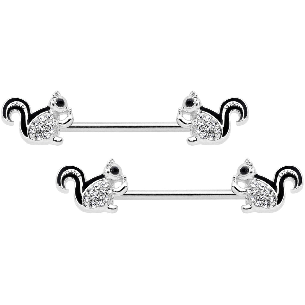 14G Clear Gem Squirrel BCR Barbell Nipple Ring Set of 4