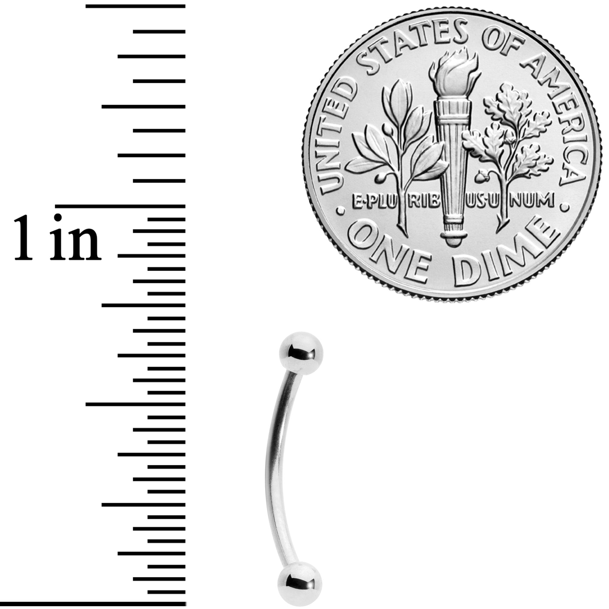 16G 1/2 Stainless Steel Curved Barbell