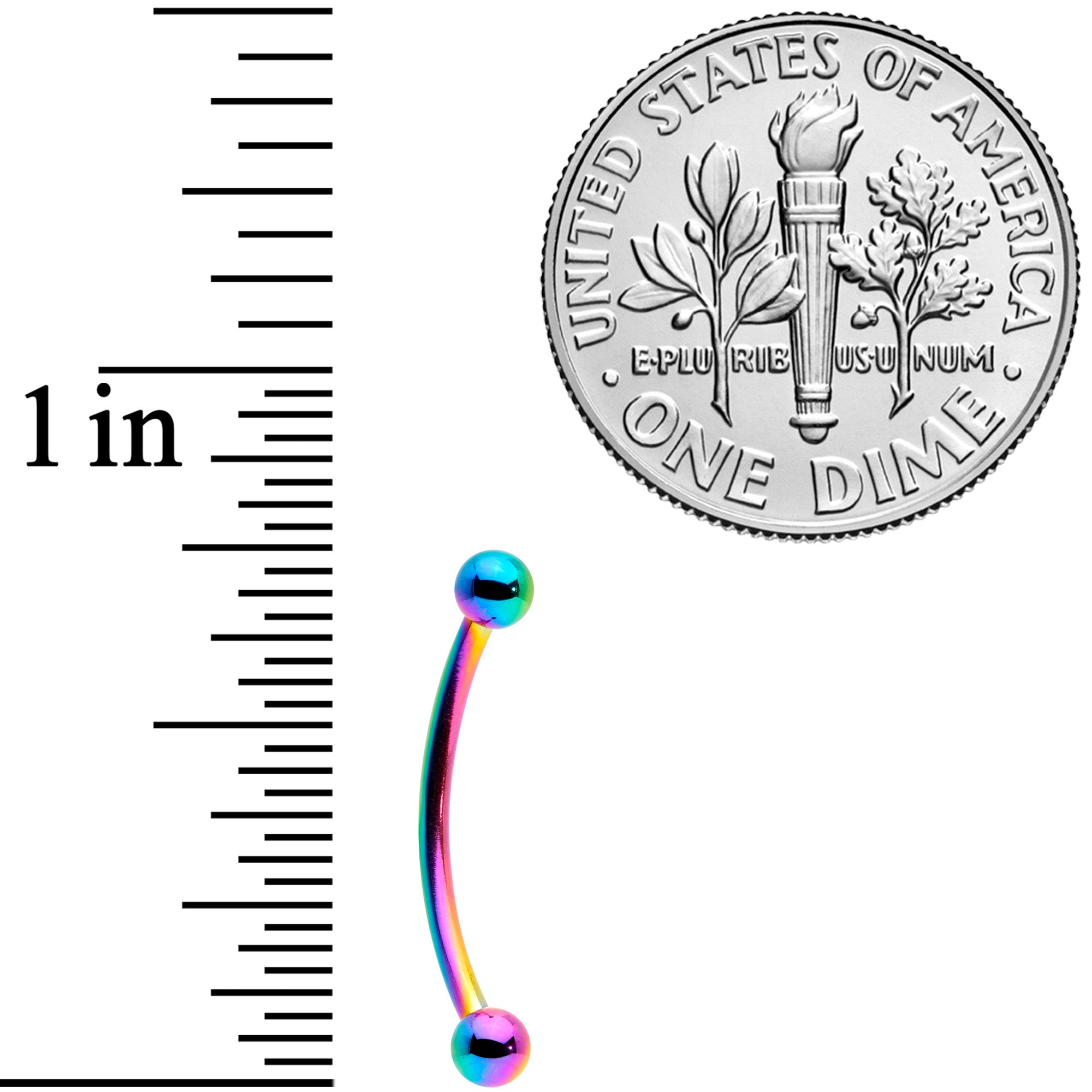 16G 9/16 Rainbow Curved Barbell