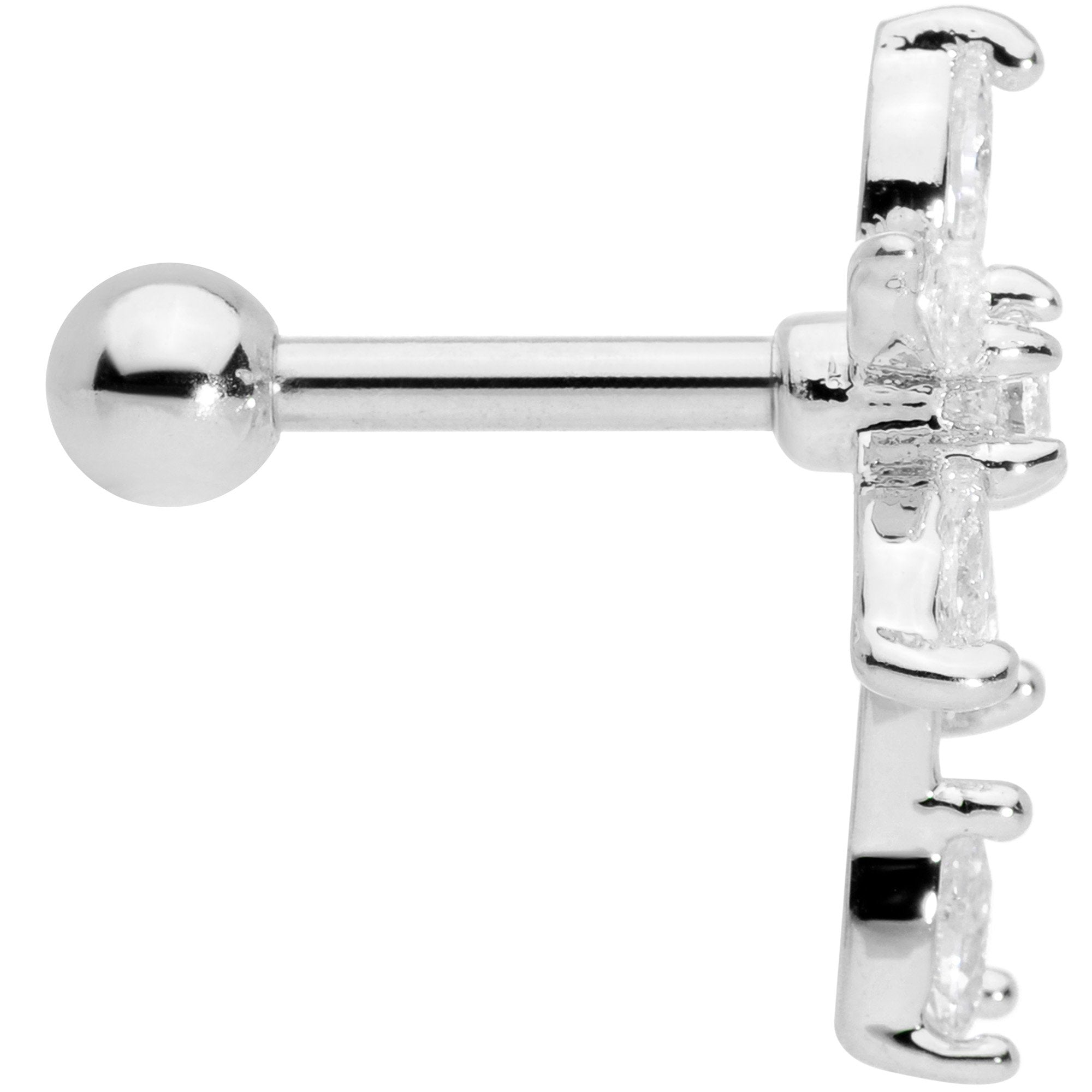 16G 1/4 Clear CZ Gem Flower Cartilage Tragus