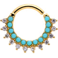 16G 5/16 Turquoise Gold Tone Western CZ Bendable Daith Cartilage