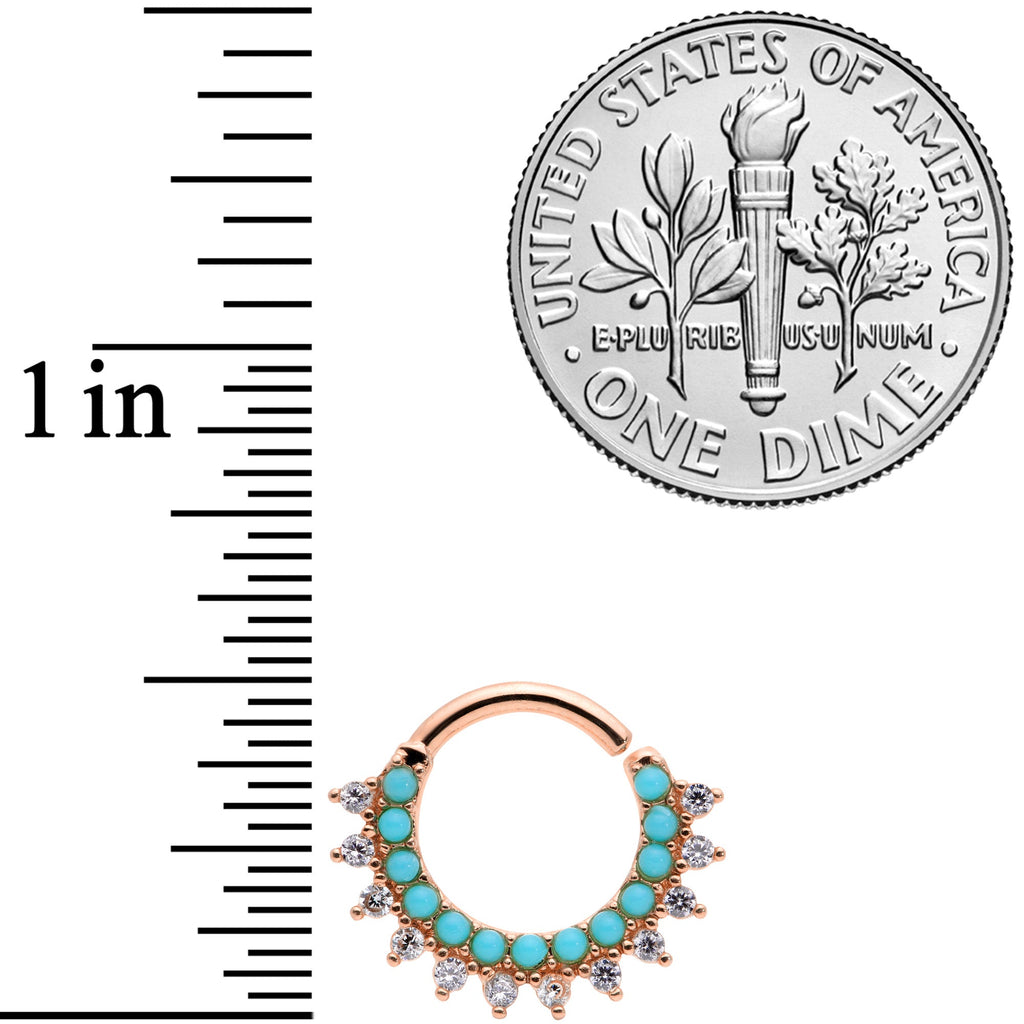 16G 5/16 Turquoise Rose Gold Tone Western Bendable Daith Cartilage