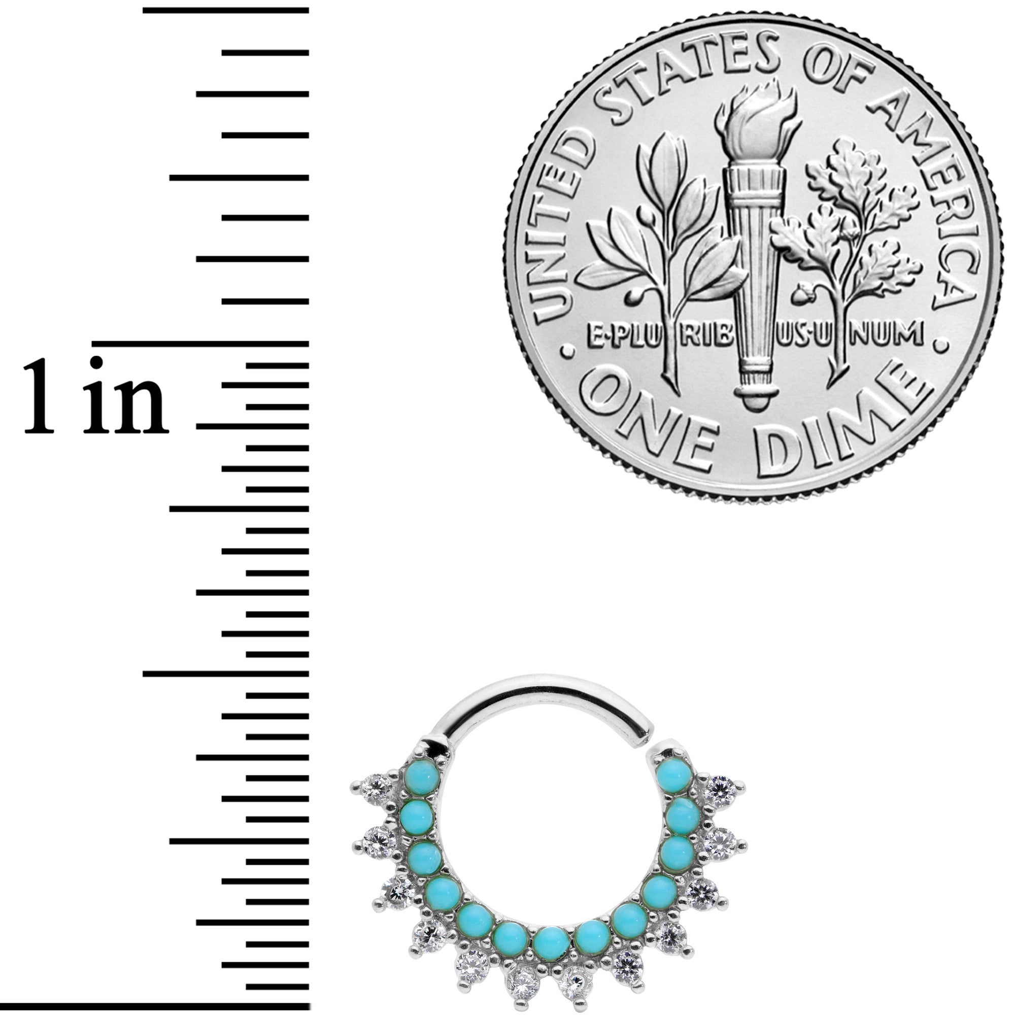 16G 5/16 Turquoise Western CZ Bendable Daith Cartilage
