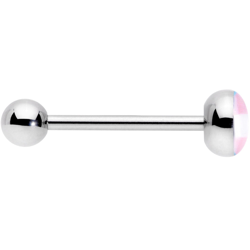 Pink Blue White Transgender Pride Flag Barbell Tongue Ring