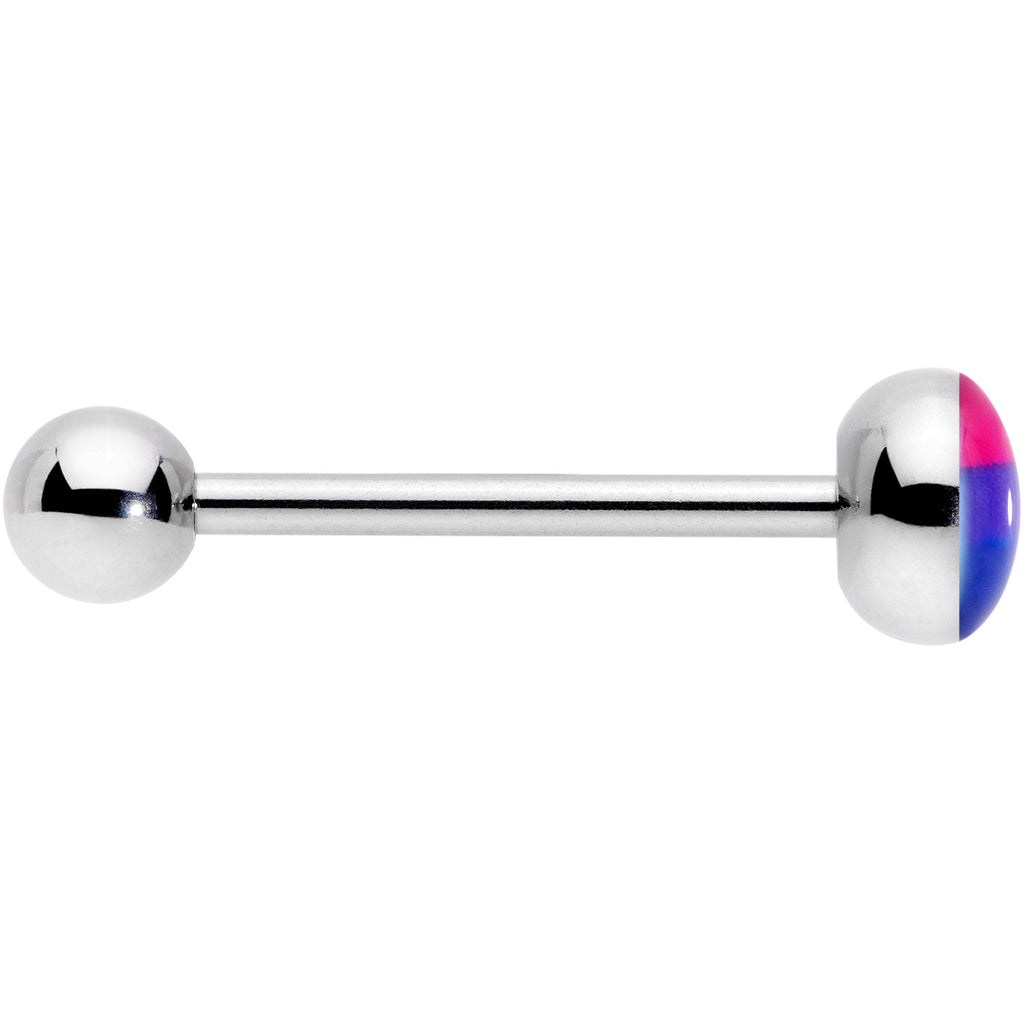 Pink Purple Blue Bisexual Pride Flag Barbell Tongue Ring