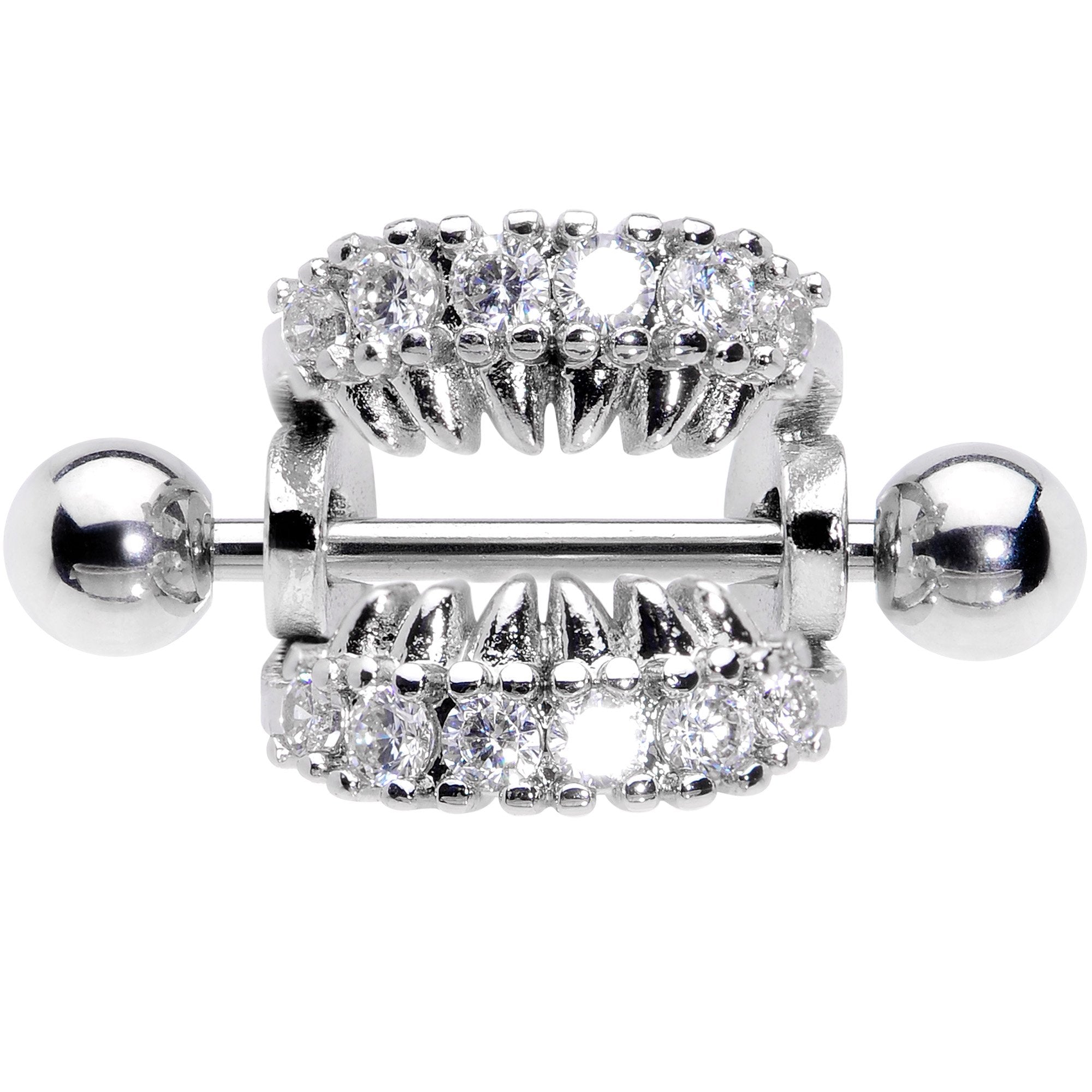 16G 1/2 Clear CZ Gem Scary Monster Fangs Cartilage Cuff