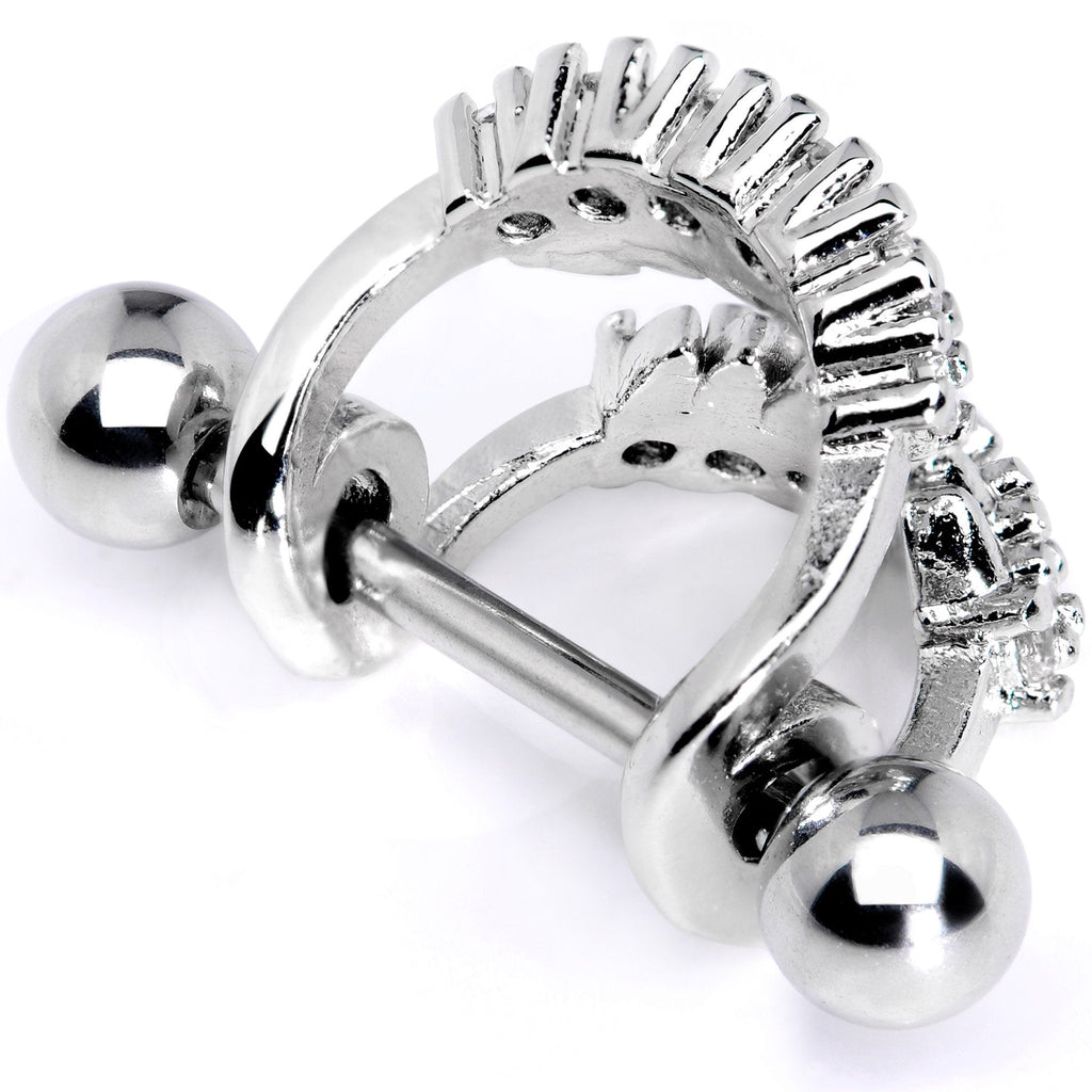 16G 1/2 Clear CZ Gem Scary Monster Fangs Cartilage Cuff
