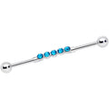 14G Aqua CZ Gem Quintuplet Industrial Barbell 38mm