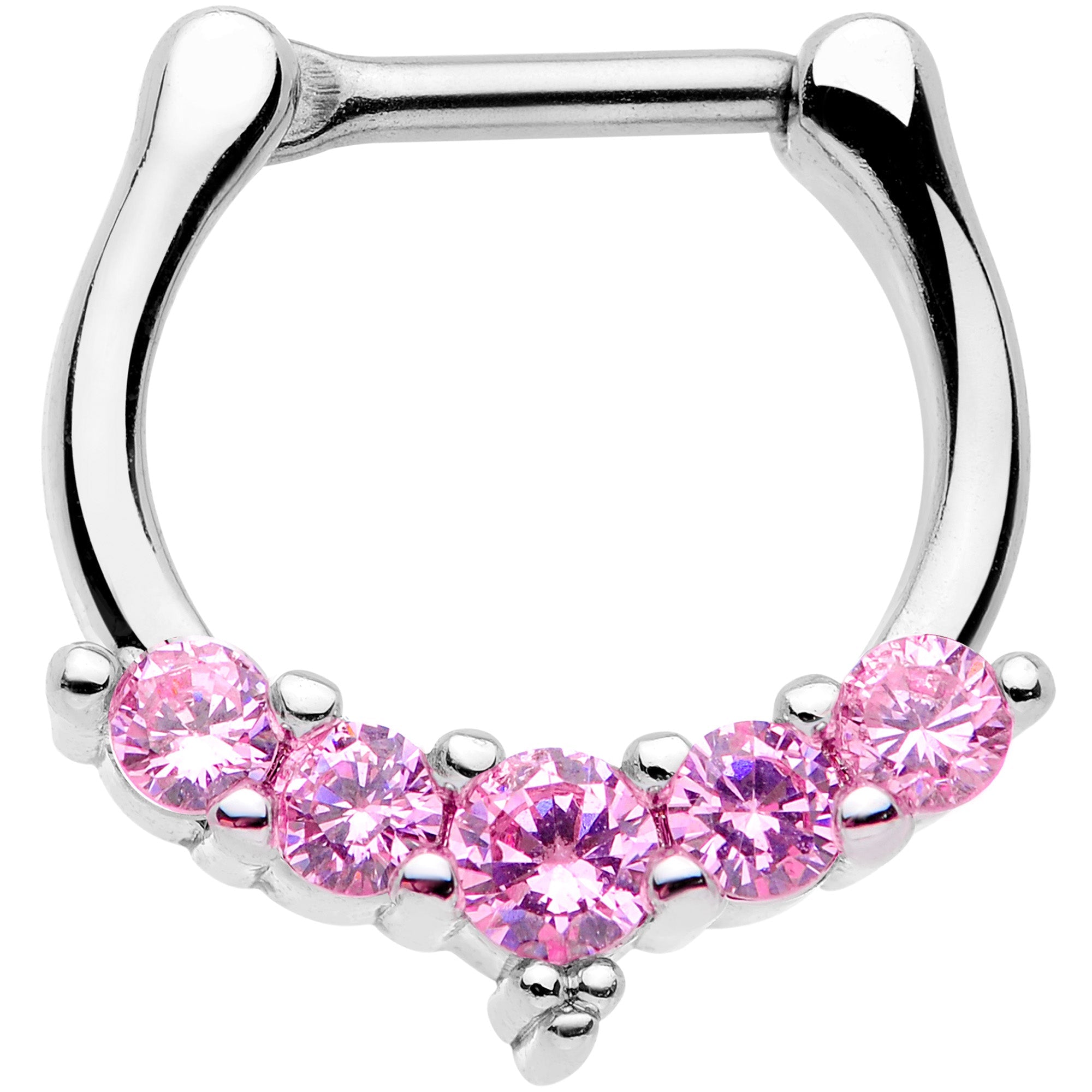 16G 3/8 Pink CZ Gem Blaze Cartilage Clicker