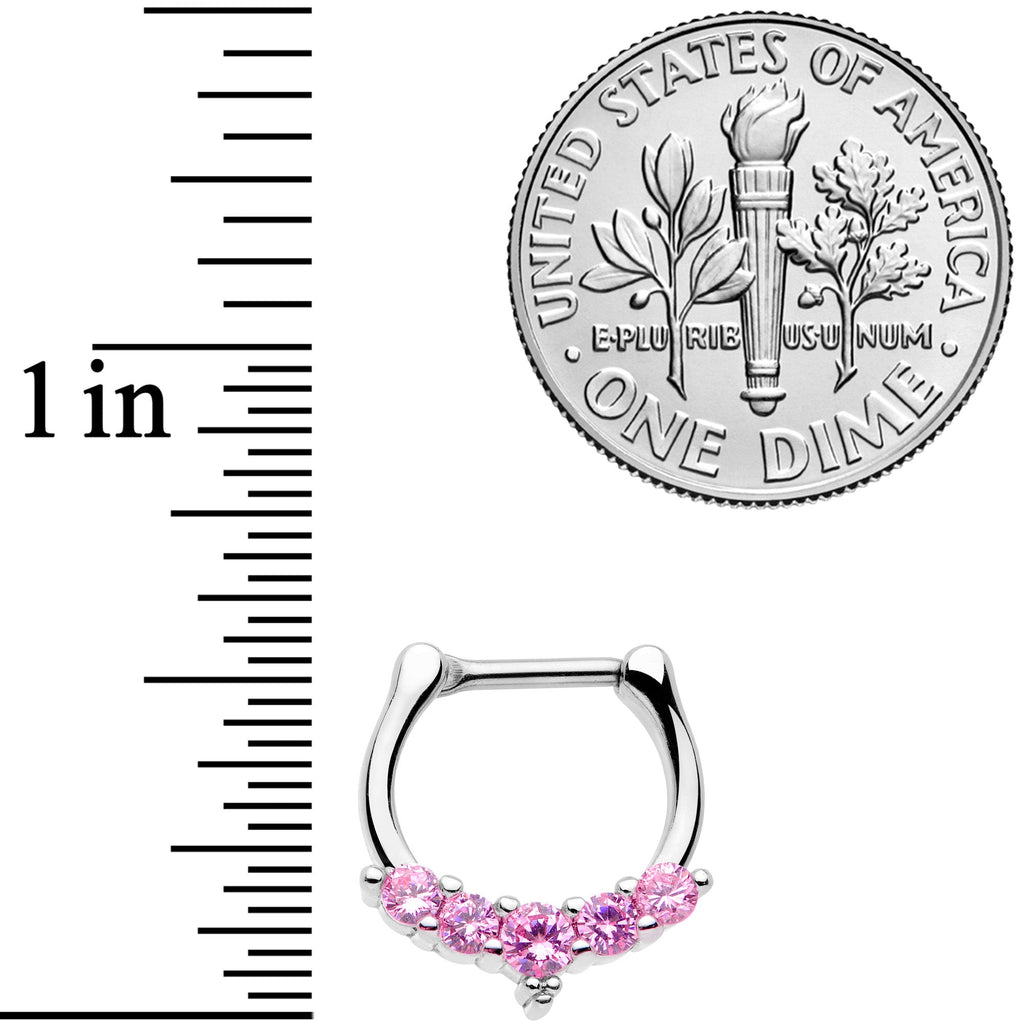 16G 3/8 Pink CZ Gem Blaze Cartilage Clicker