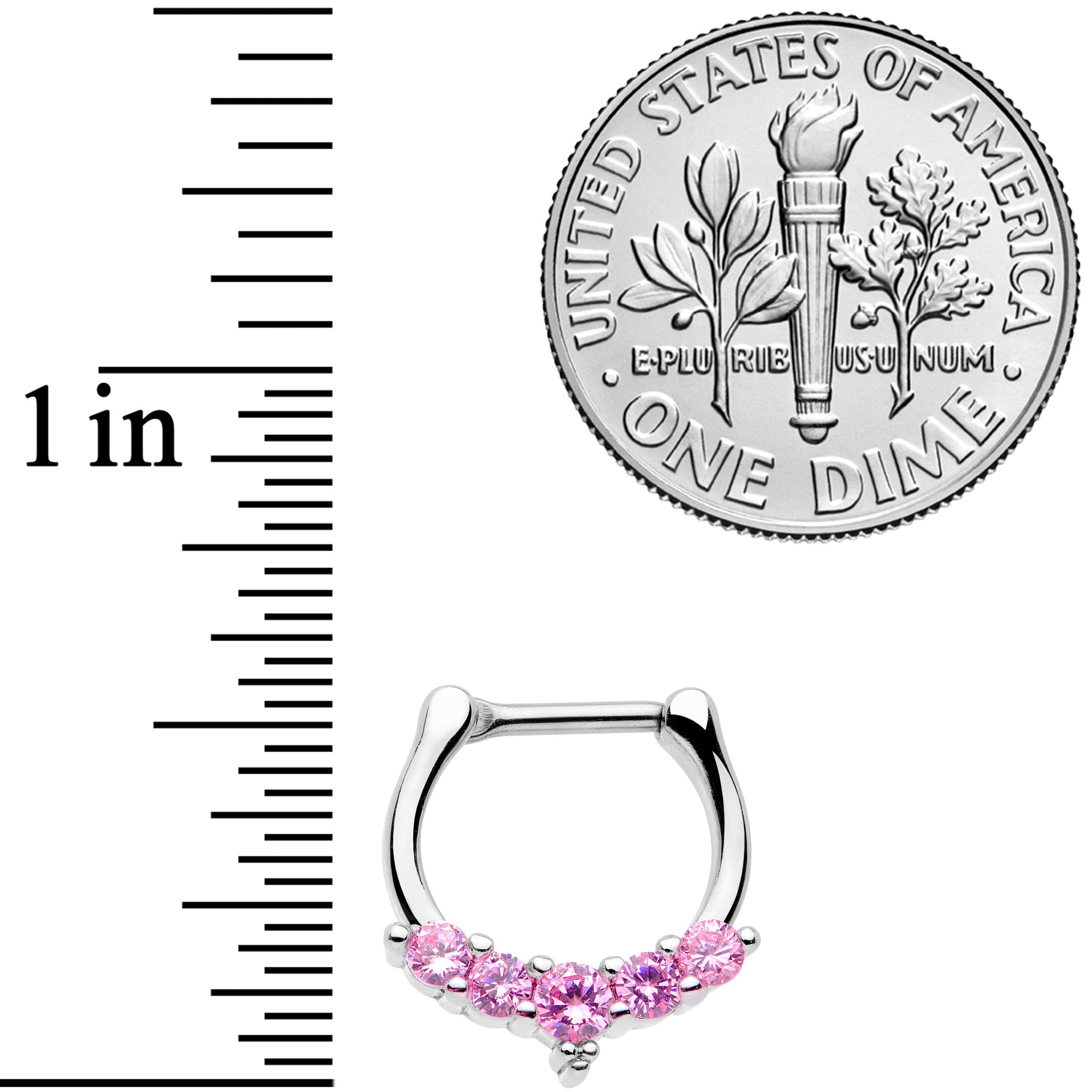 16G 3/8 Pink CZ Gem Blaze Cartilage Clicker