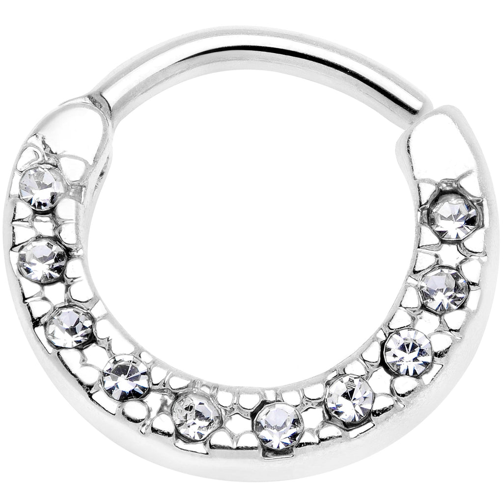 16G 5/16 Clear Gem Paved Cartilage Clicker