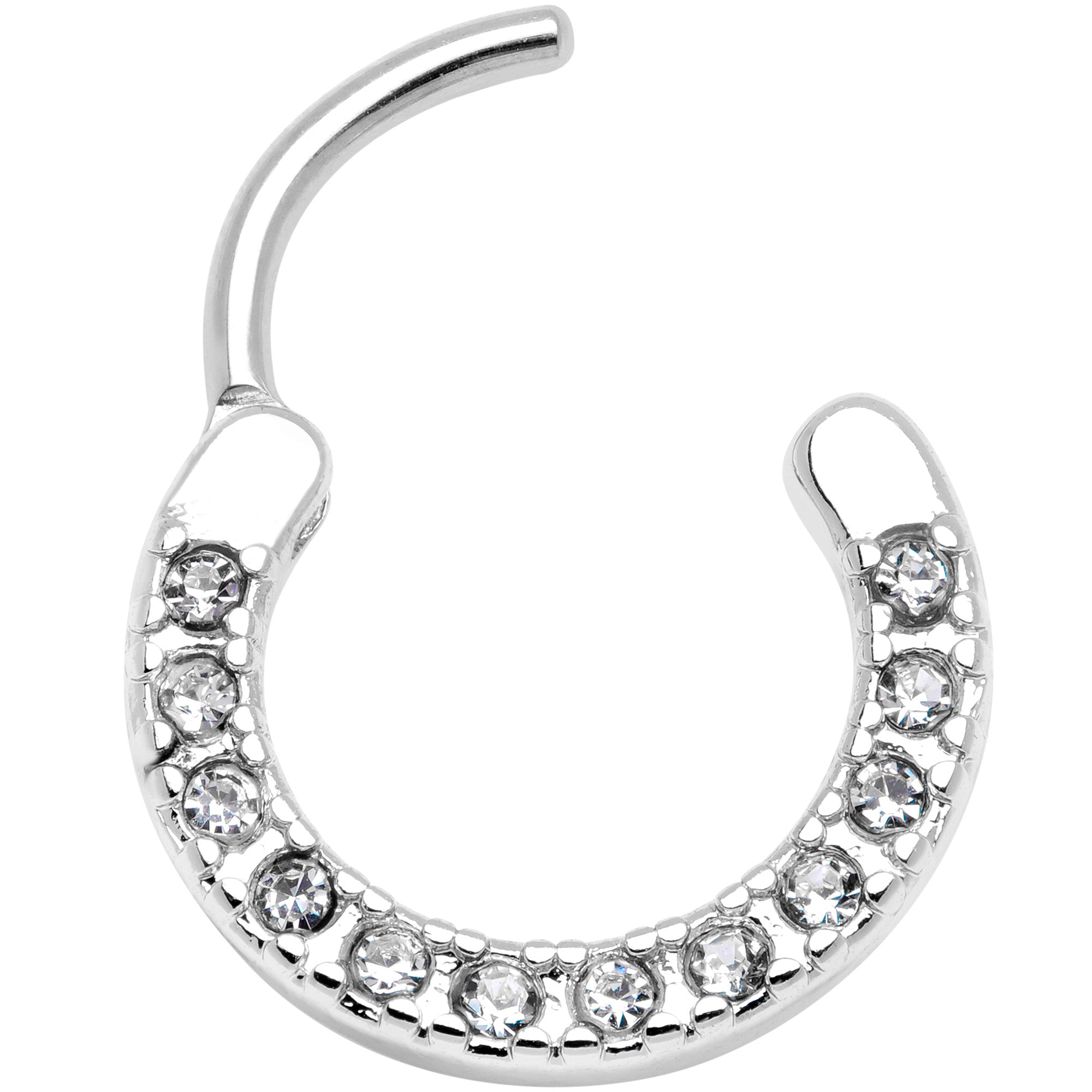 16G 3/8 Clear Gem Paved Septum Clicker