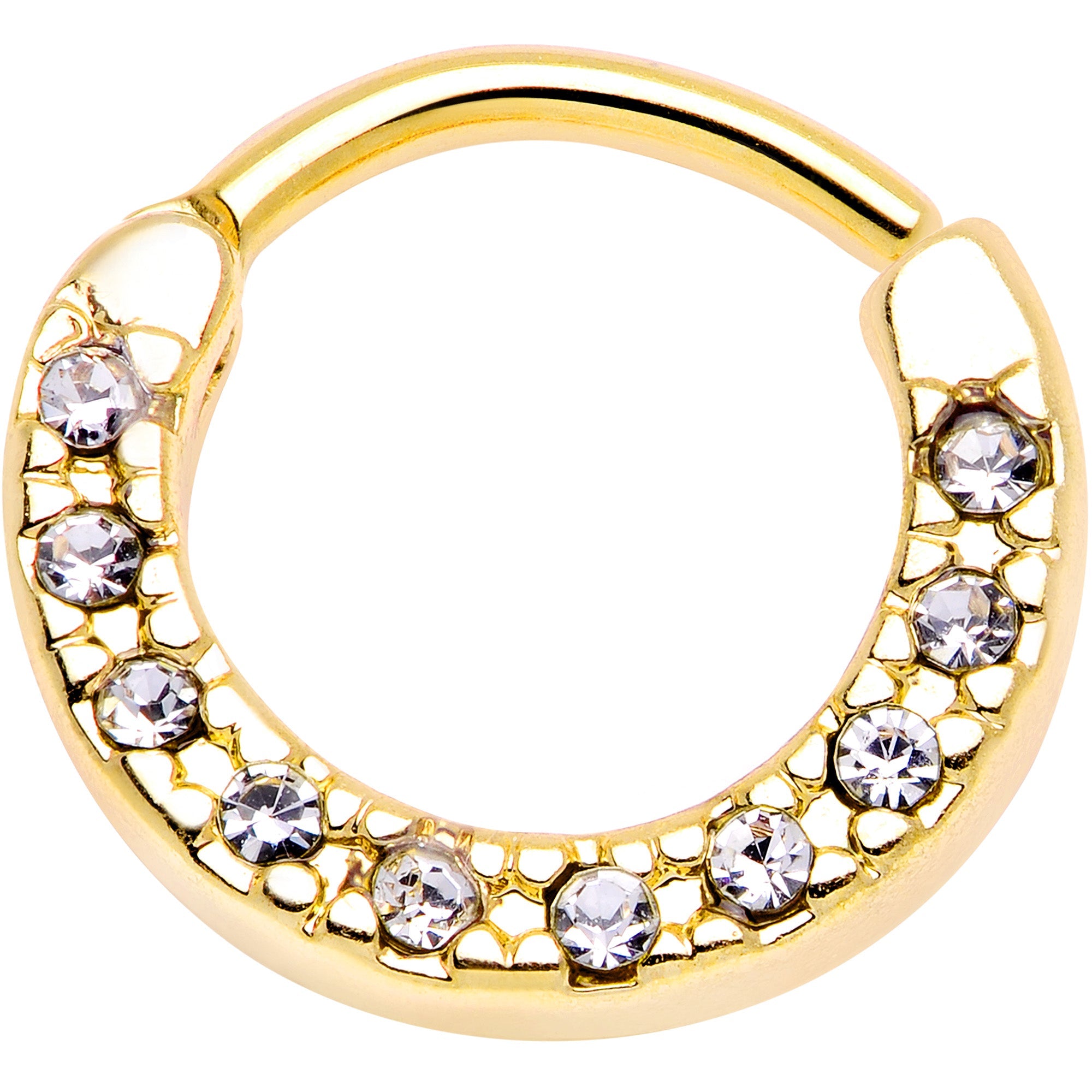 16G 5/16 Clear Gem Gold Tone Paved Cartilage Clicker