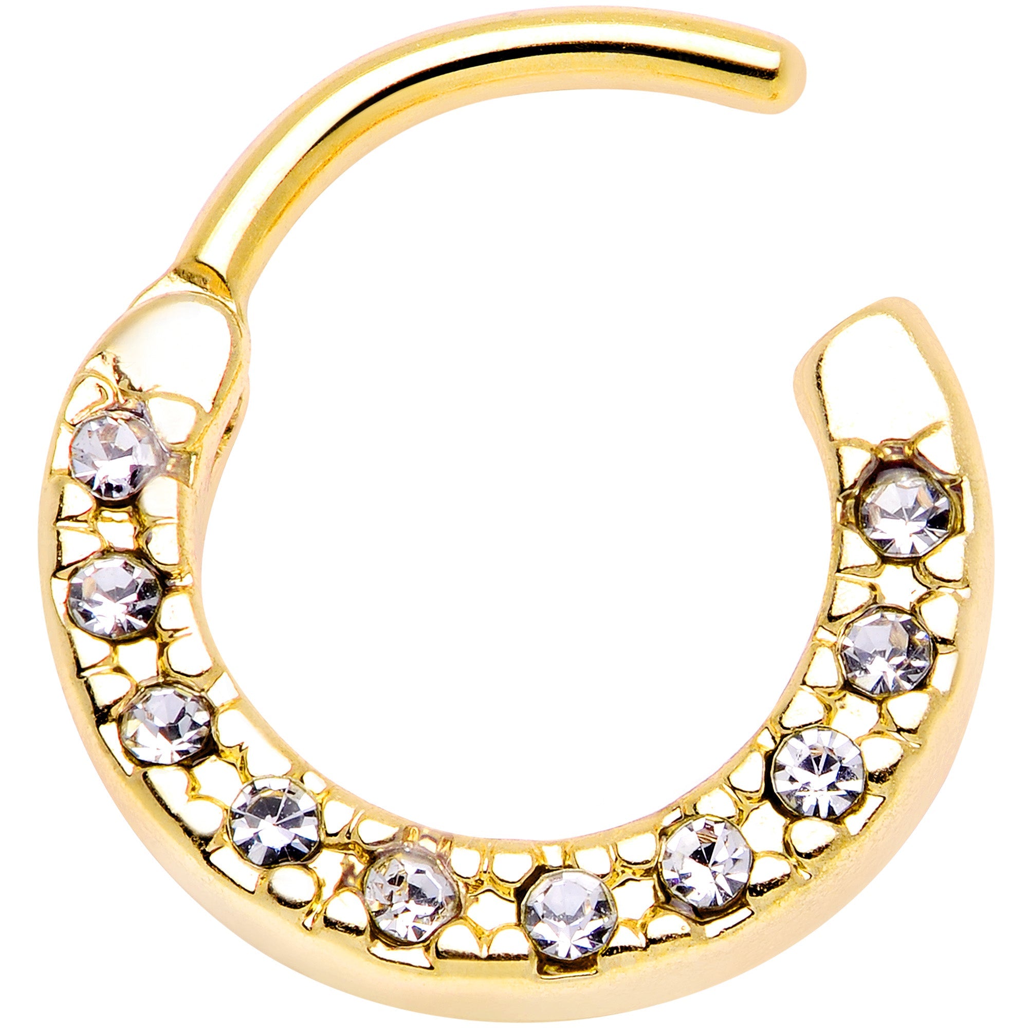16G 5/16 Clear Gem Gold Tone Paved Cartilage Clicker
