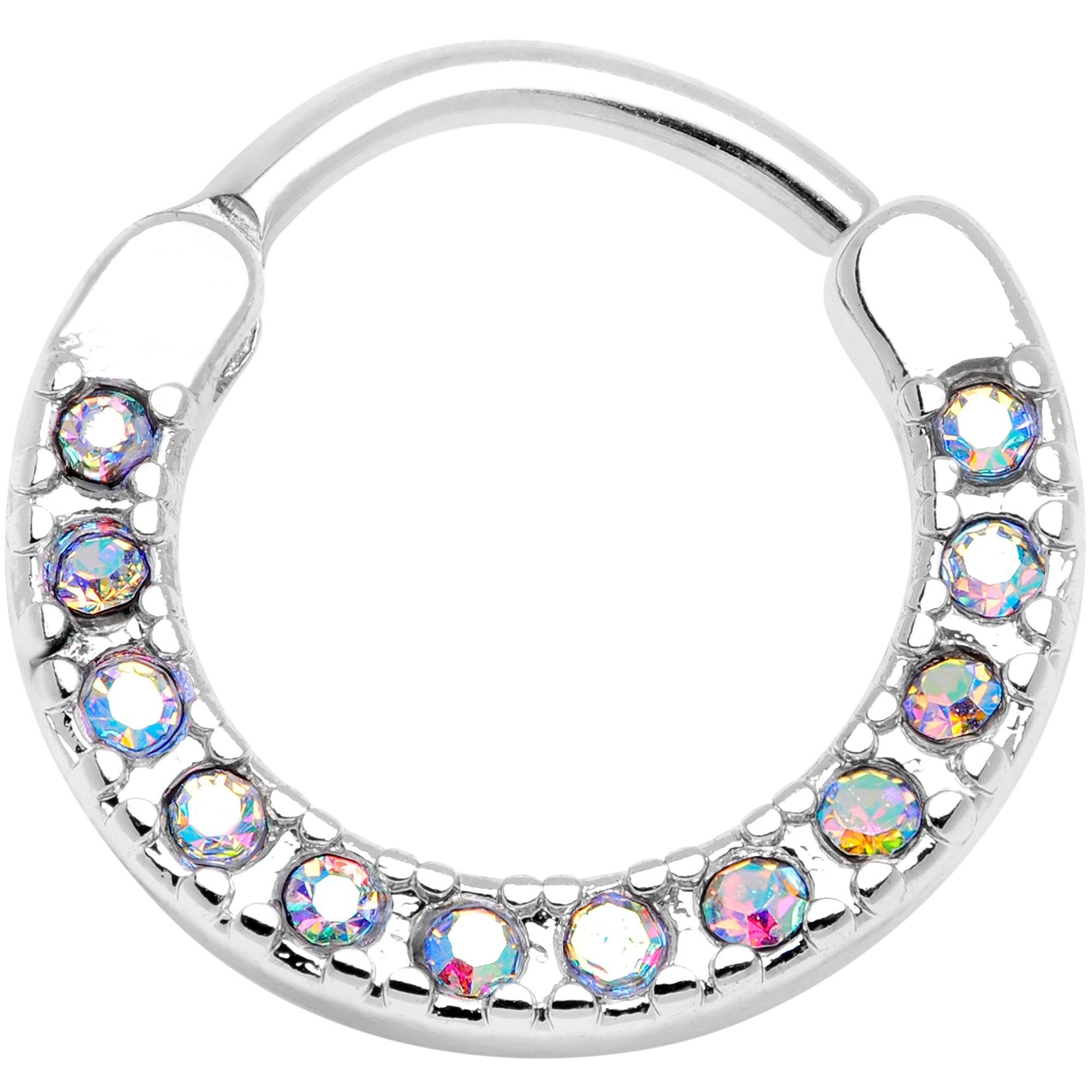 16G 3/8 Aurora Gem Paved Septum Clicker