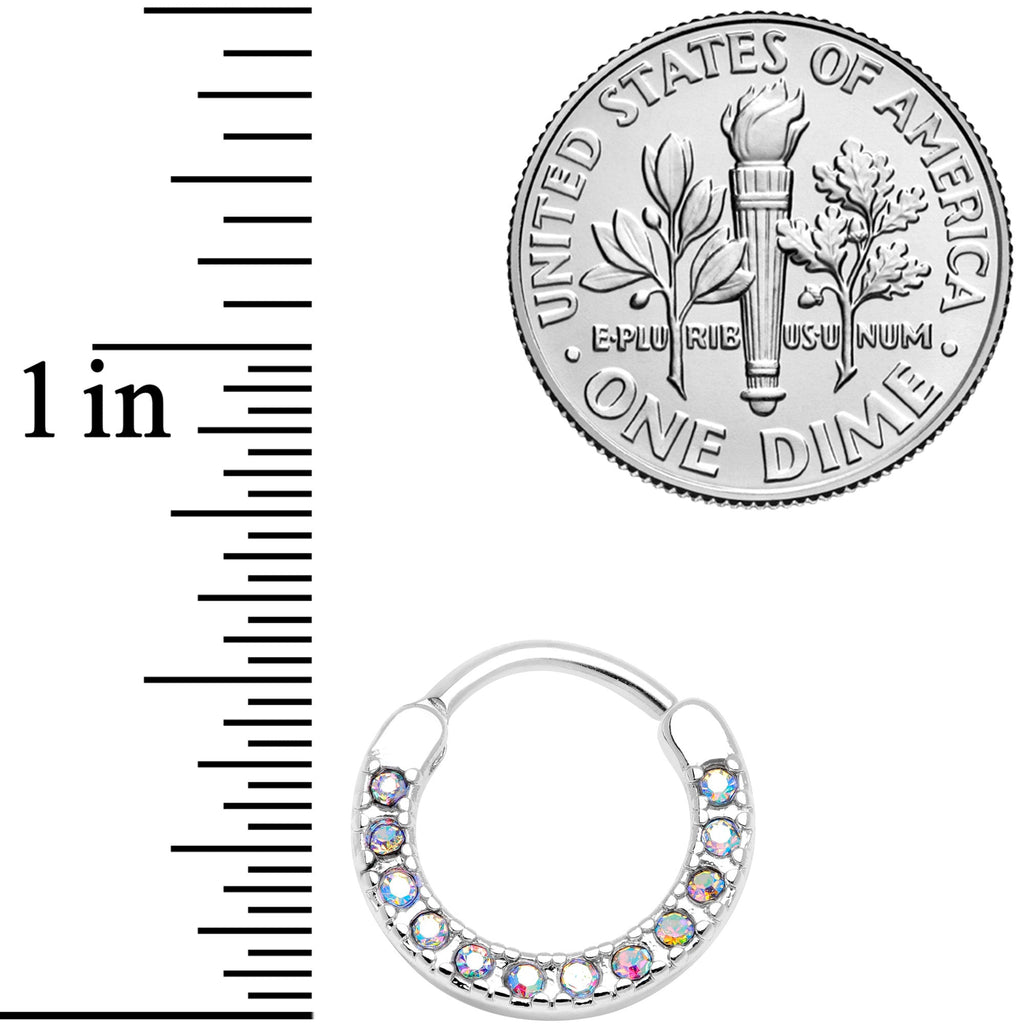 16G 3/8 Aurora Gem Paved Septum Clicker
