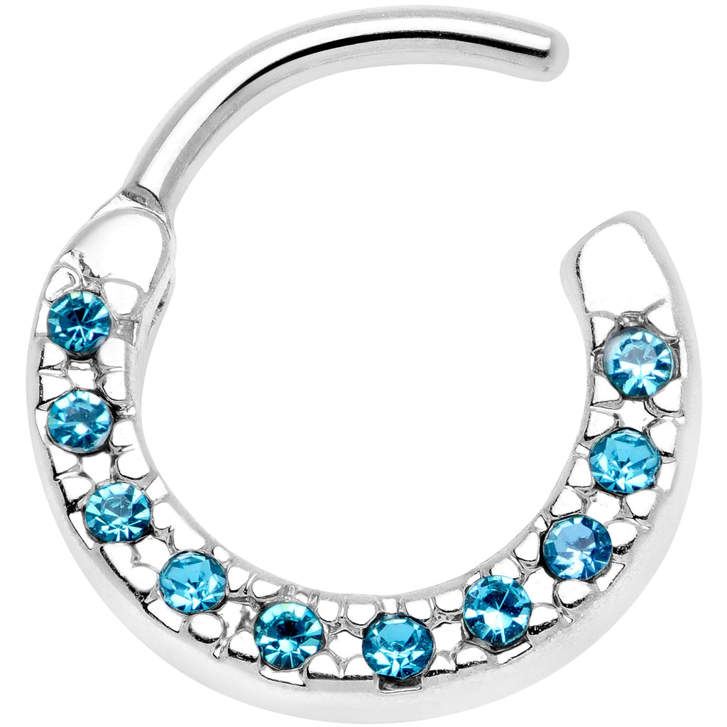 16G 5/16 Aqua Gem Paved Cartilage Clicker