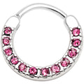16G 3/8 Pink Gem Paved Septum Clicker